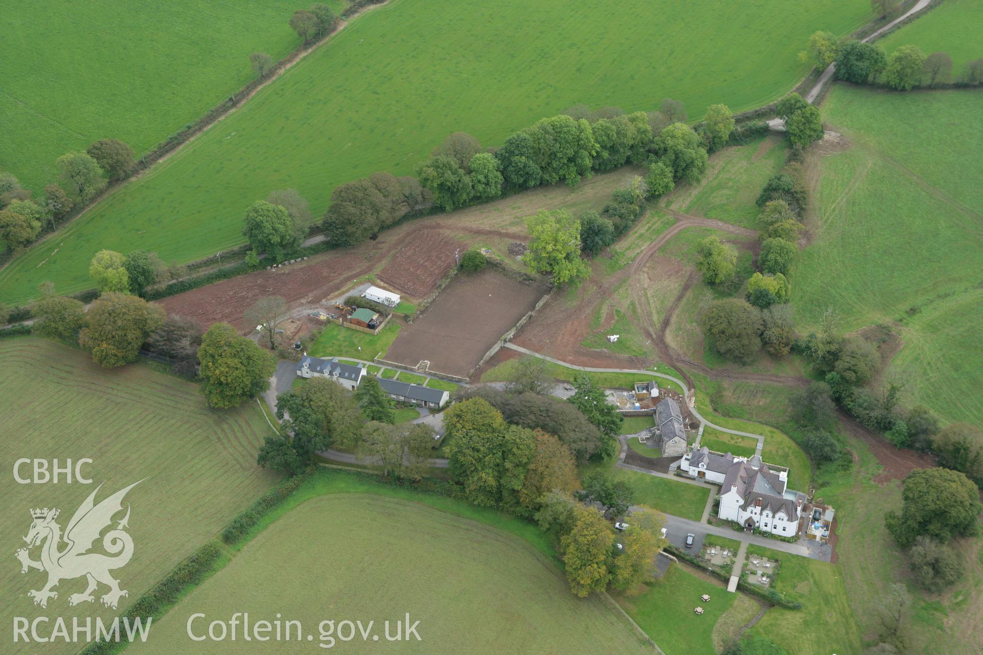 RCAHMW colour oblique aerial photograph of The Grove Garden, Narberth. Taken on 14 October 2009 by Toby Driver