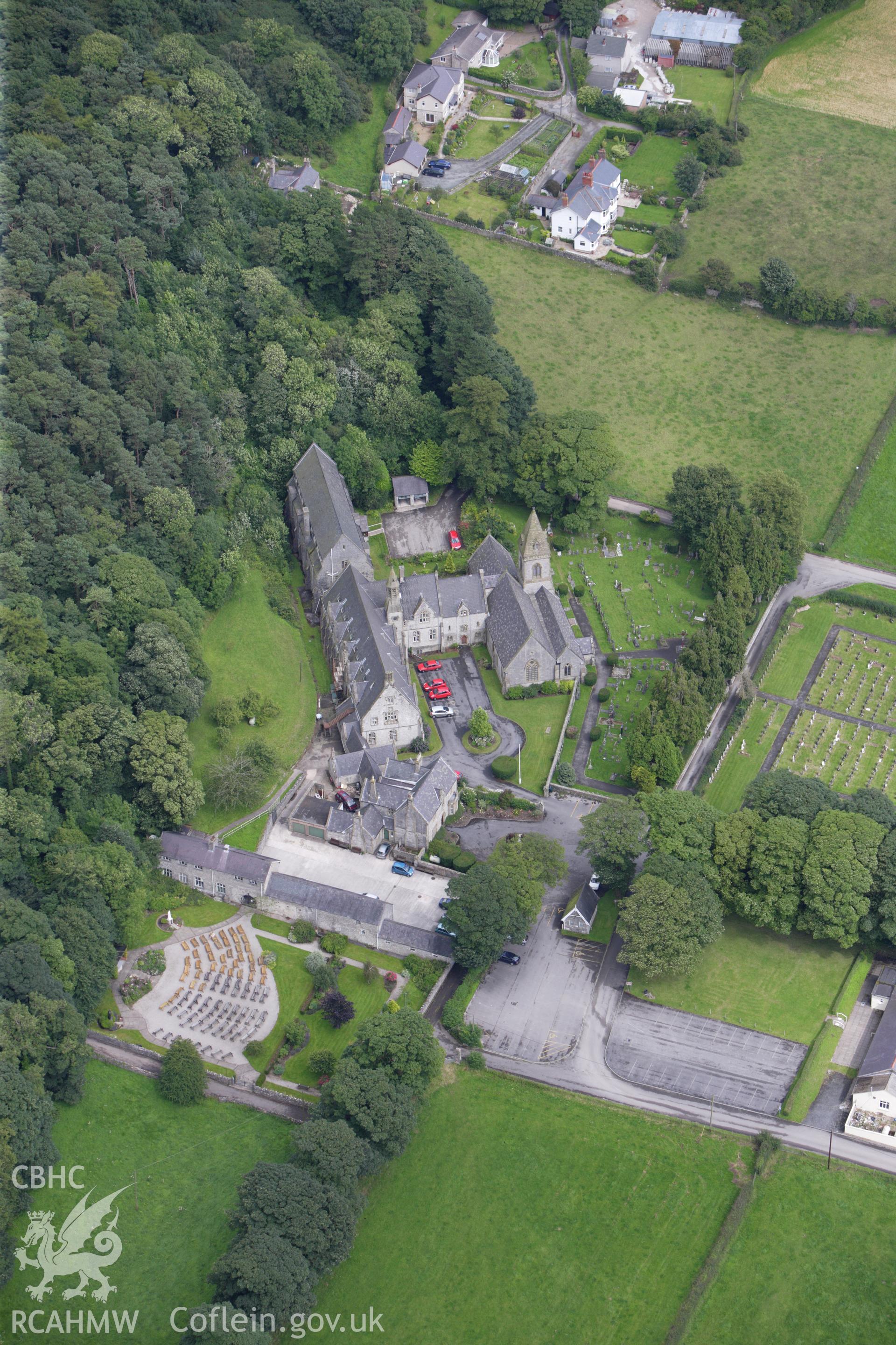 RCAHMW colour oblique aerial photograph of St David's Church, Pantasaph. Taken on 30 July 2009 by Toby Driver