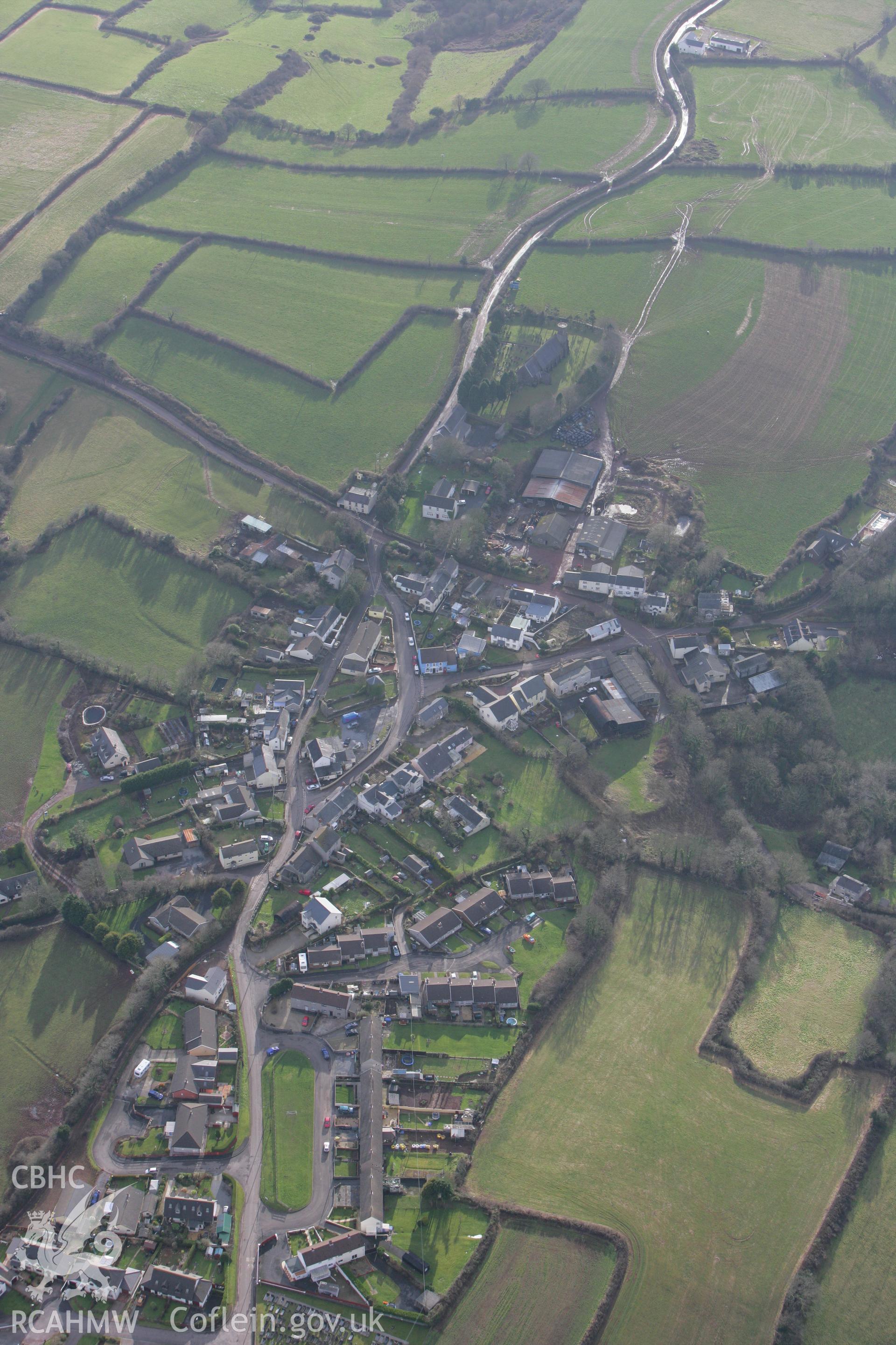 RCAHMW colour oblique photograph of Llanybri. Taken by Toby Driver on 11/02/2009.