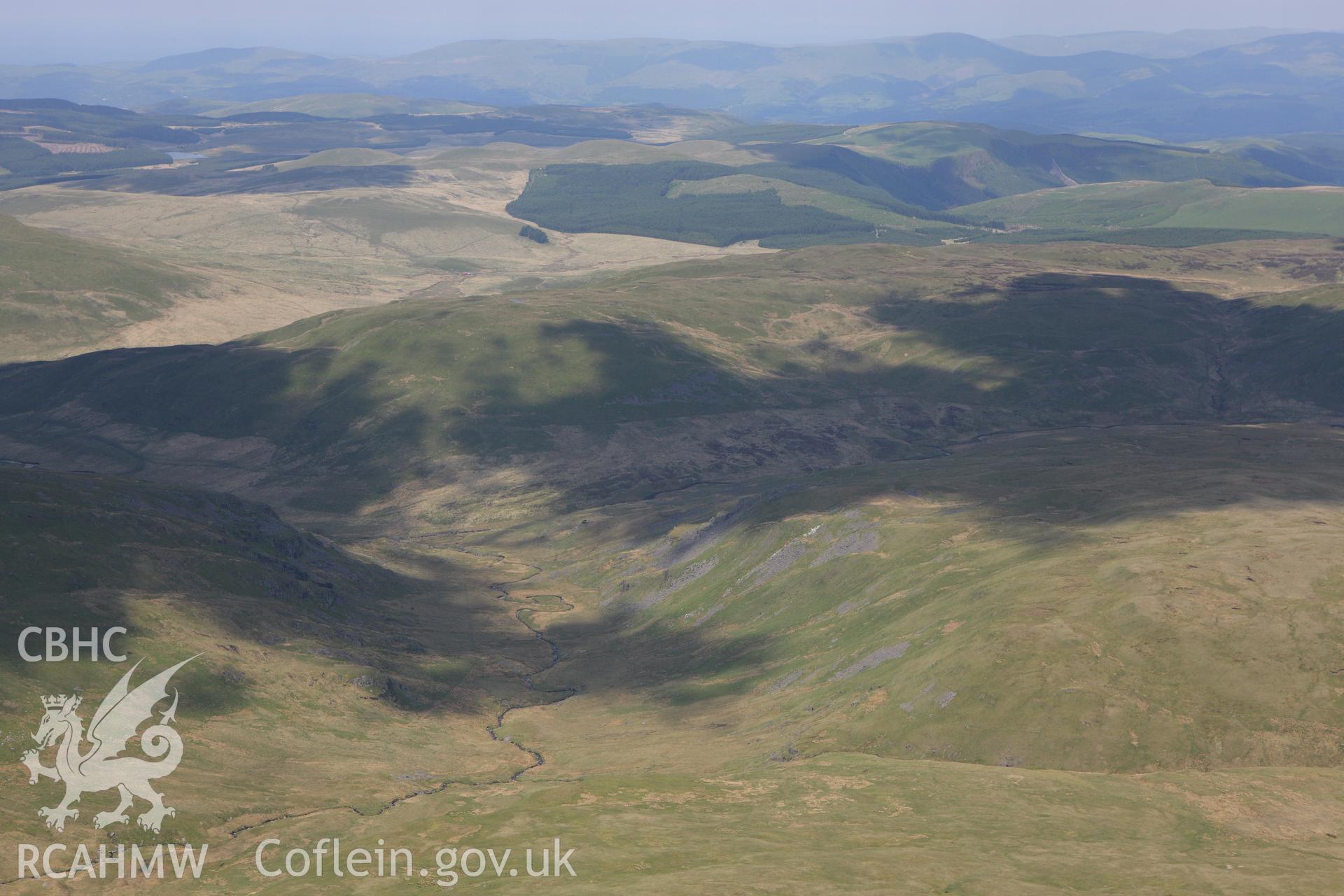 RCAHMW colour oblique aerial photograph of the site of the Battle of Hyddgen, Plynlimon. Taken on 02 June 2009 by Toby Driver