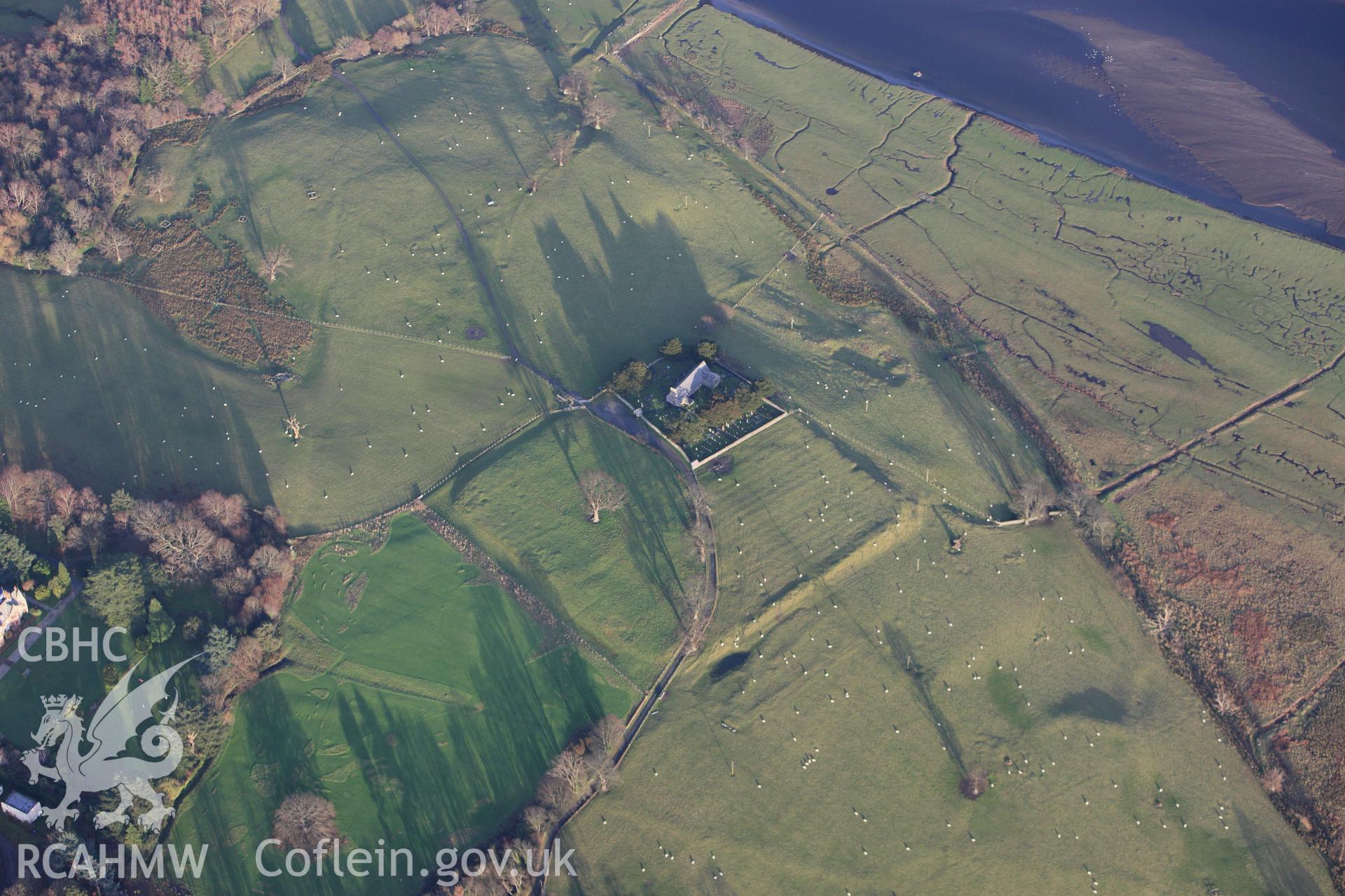 RCAHMW colour oblique aerial photograph of Kanovium (or Canovium) Roman Military Settlement at Caerhun. Taken on 10 December 2009 by Toby Driver