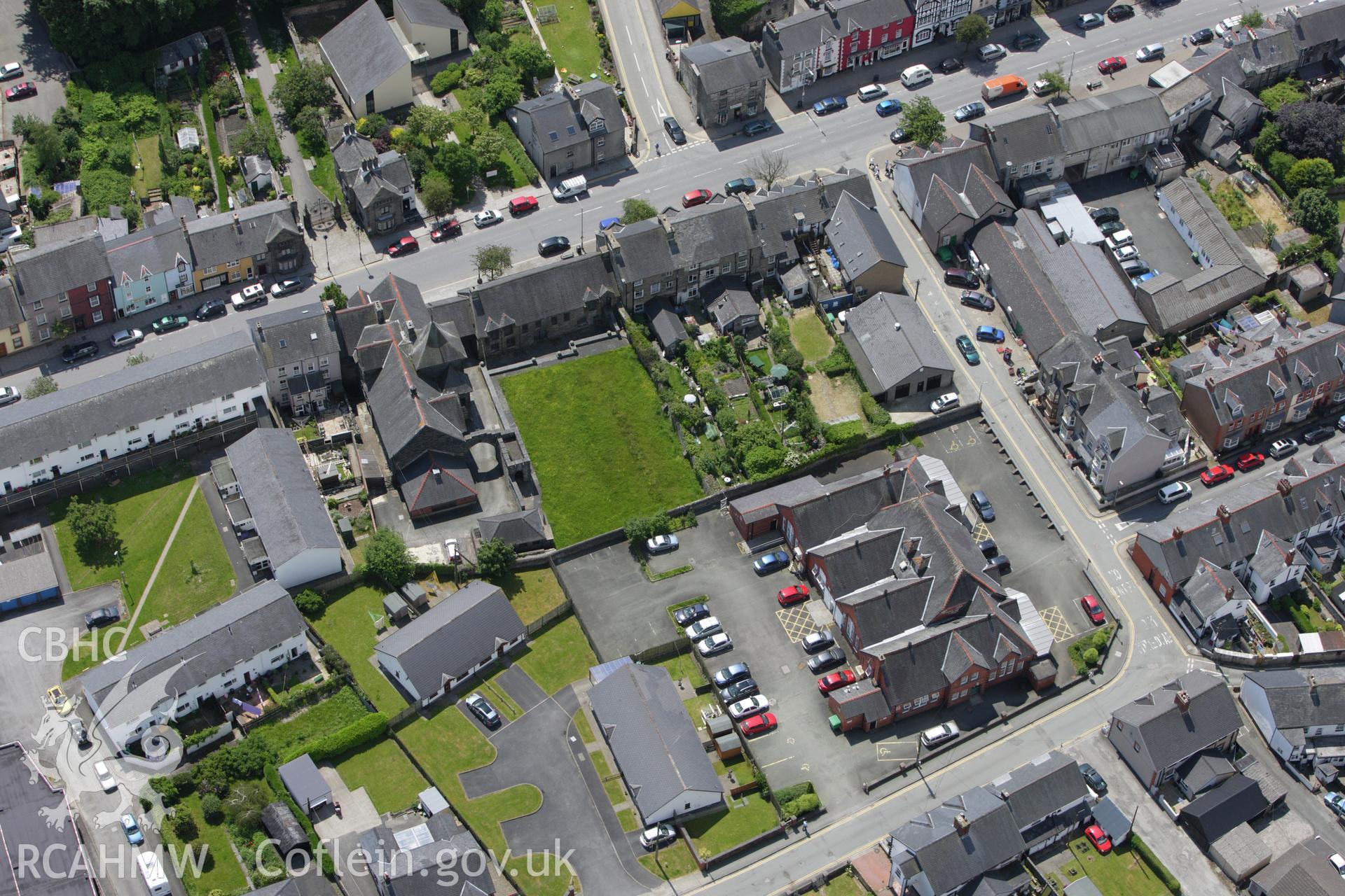 RCAHMW colour oblique aerial photograph of Parliament House, Maengwyn Street, Machynlleth Taken on 02 June 2009 by Toby Driver