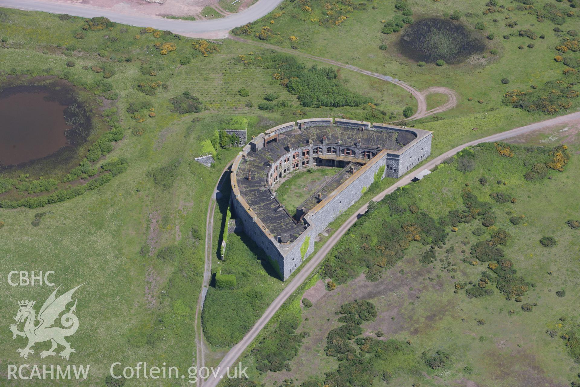 RCAHMW colour oblique aerial photograph of South Hook Fort. Taken on 01 June 2009 by Toby Driver