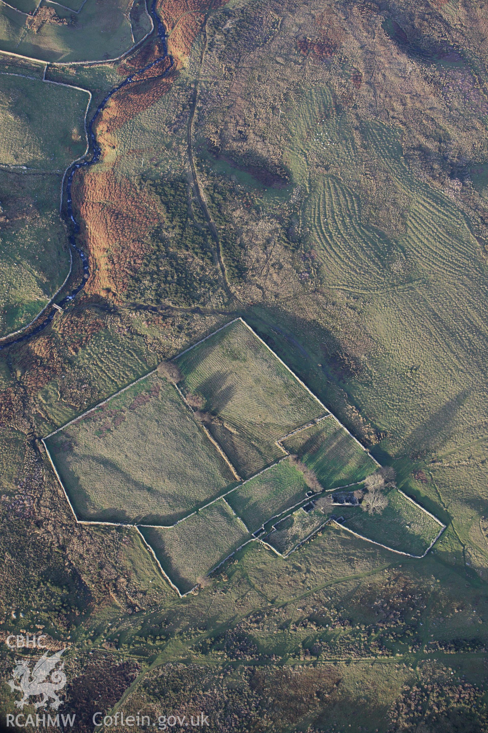 RCAHMW colour oblique aerial photograph of Waen Gyrach Farmstead. Taken on 10 December 2009 by Toby Driver