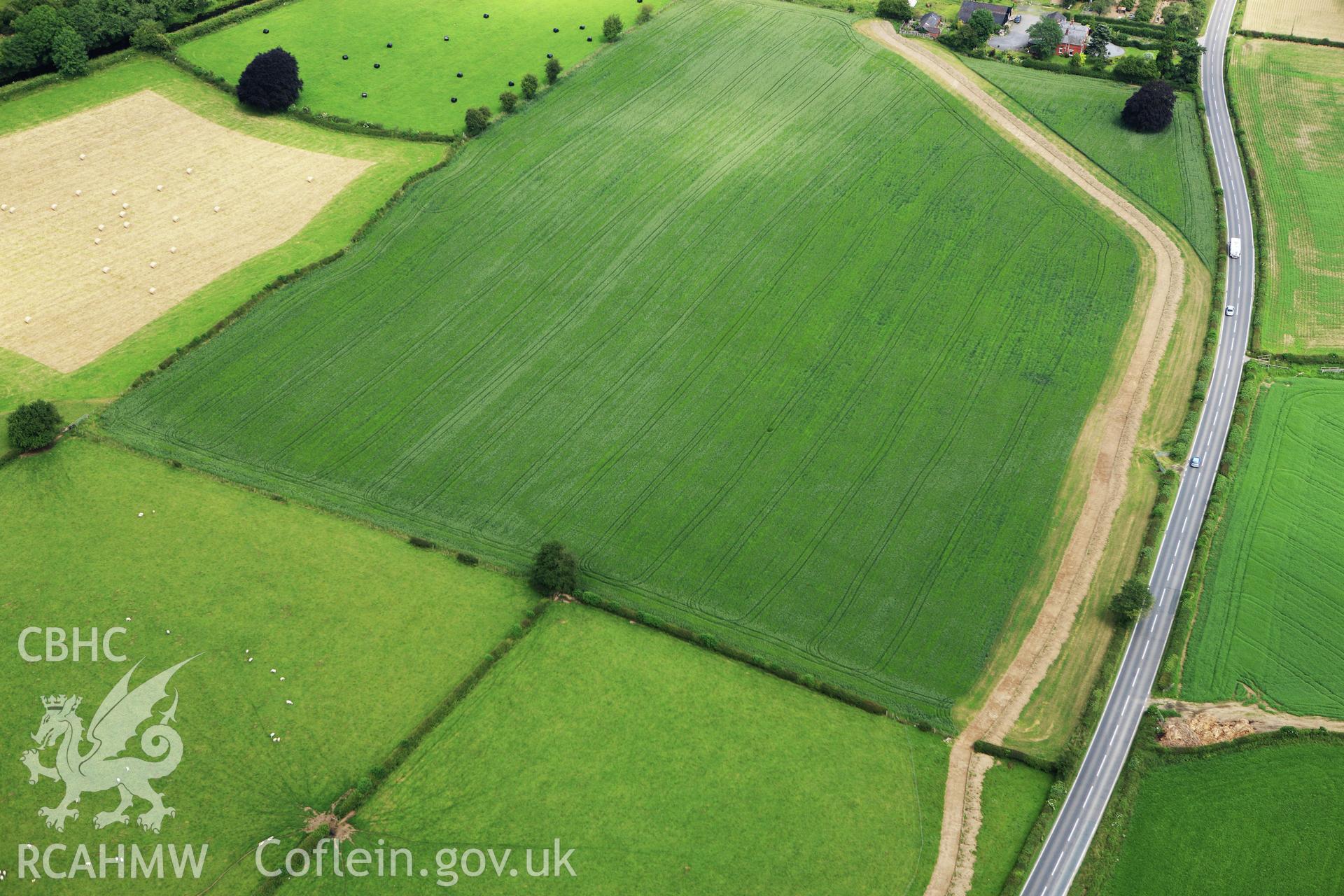 RCAHMW colour oblique aerial photograph of Lower Luggy Cursus, Dyffryn Lane. Taken on 29 June 2009 by Toby Driver