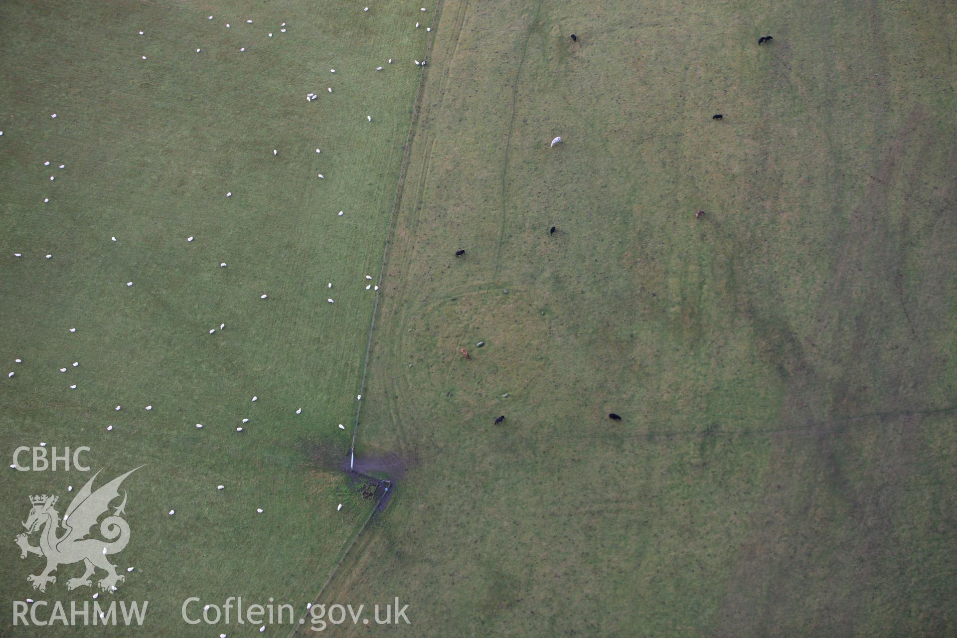RCAHMW colour oblique aerial photograph of Kerry Hill Stone Circle. Taken on 10 December 2009 by Toby Driver