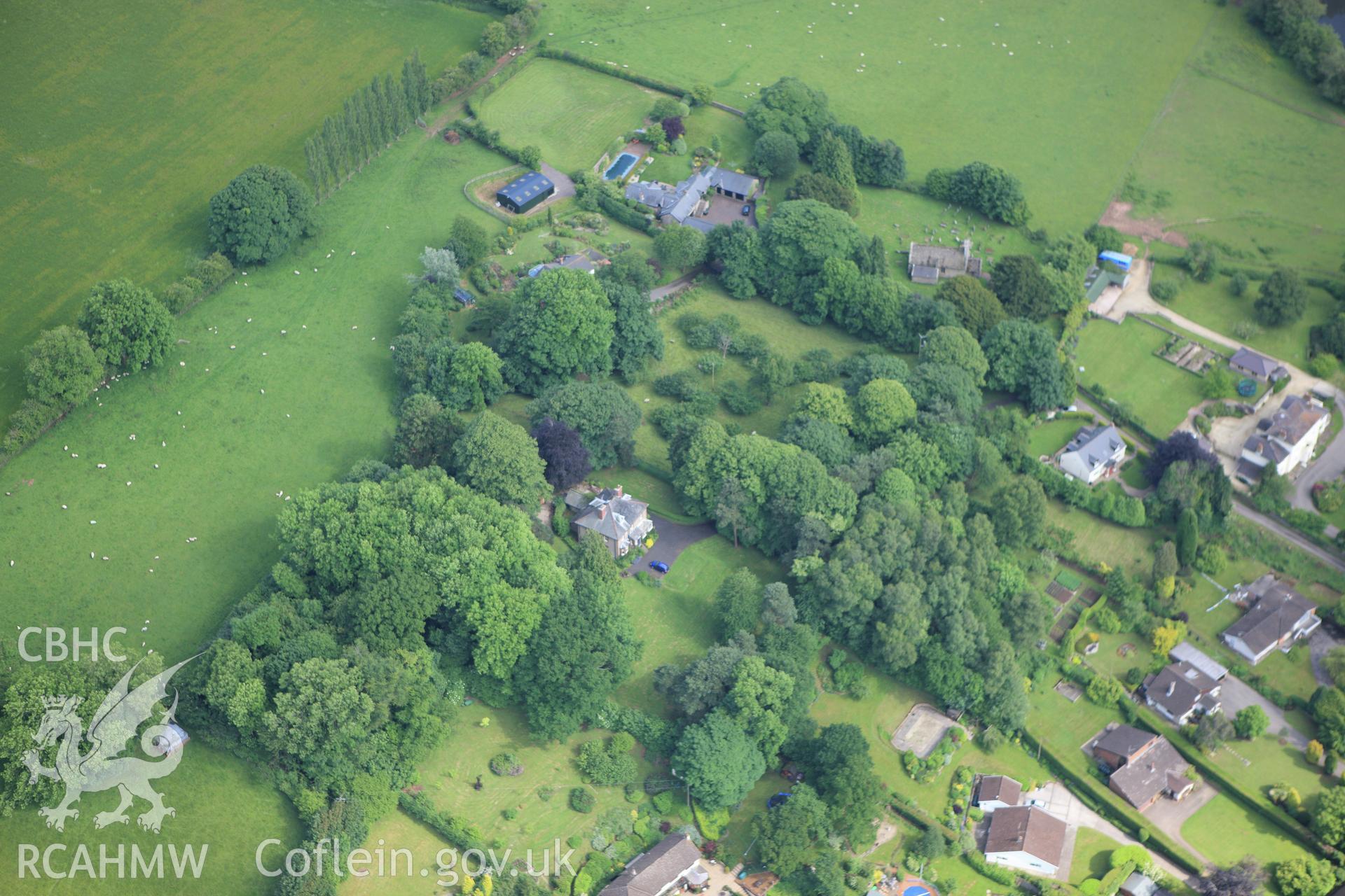 RCAHMW colour oblique aerial photograph of Bettws Newydd. Taken on 11 June 2009 by Toby Driver