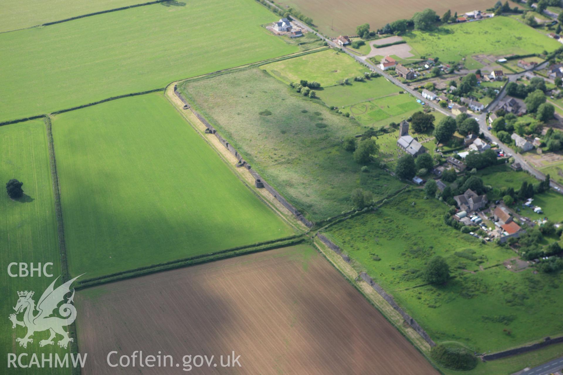 RCAHMW colour oblique aerial photograph of Caerwent Roman City, Venta Silurum. Taken on 11 June 2009 by Toby Driver