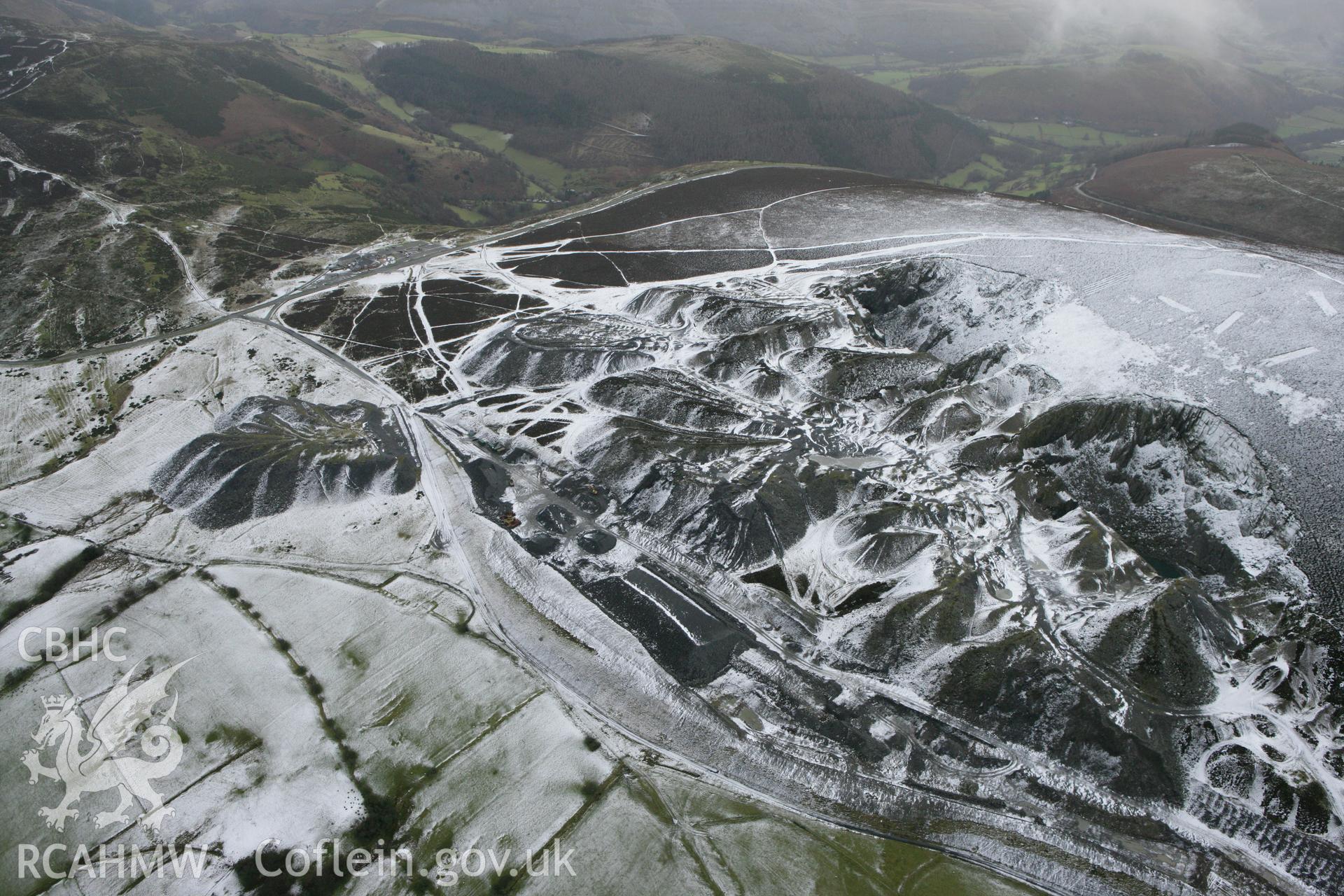 RCAHMW colour oblique photograph of Moel-y-Faen slate quarries. Taken by Toby Driver on 21/01/2009.