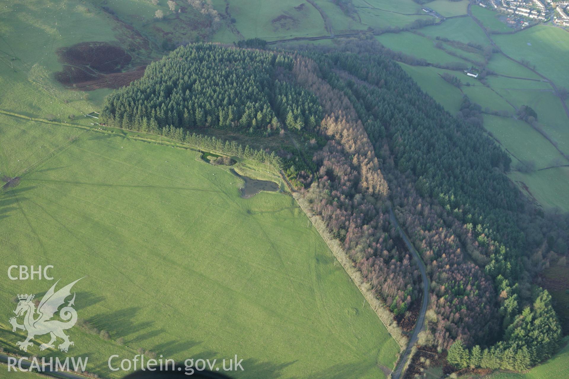 RCAHMW colour oblique aerial photograph showing mining trial trenches to the north-west of Careg y Big Taken on 10 December 2009 by Toby Driver