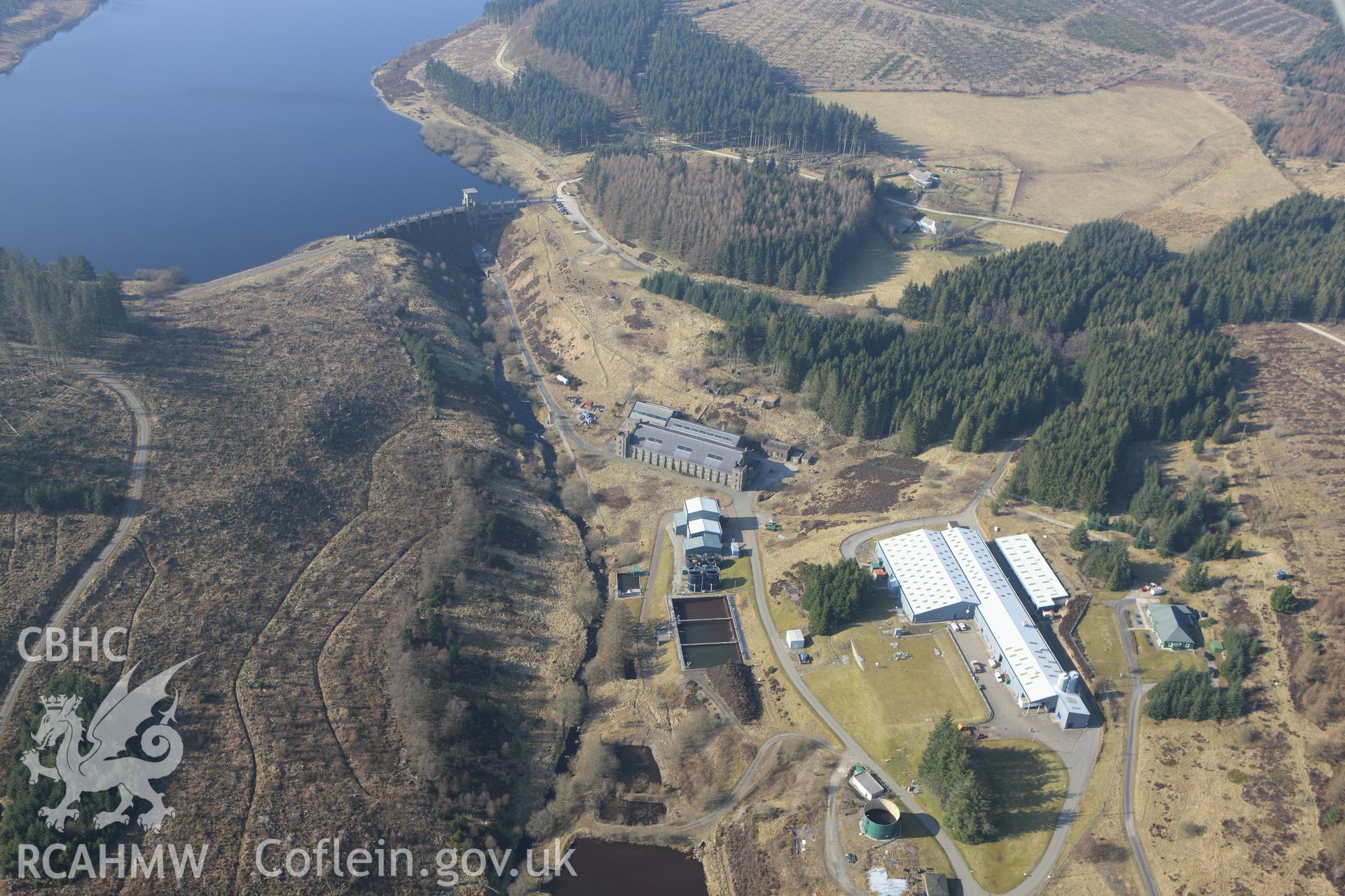 RCAHMW colour oblique photograph of Alwen Reservoir, Water Works. Taken by Toby Driver on 18/03/2009.