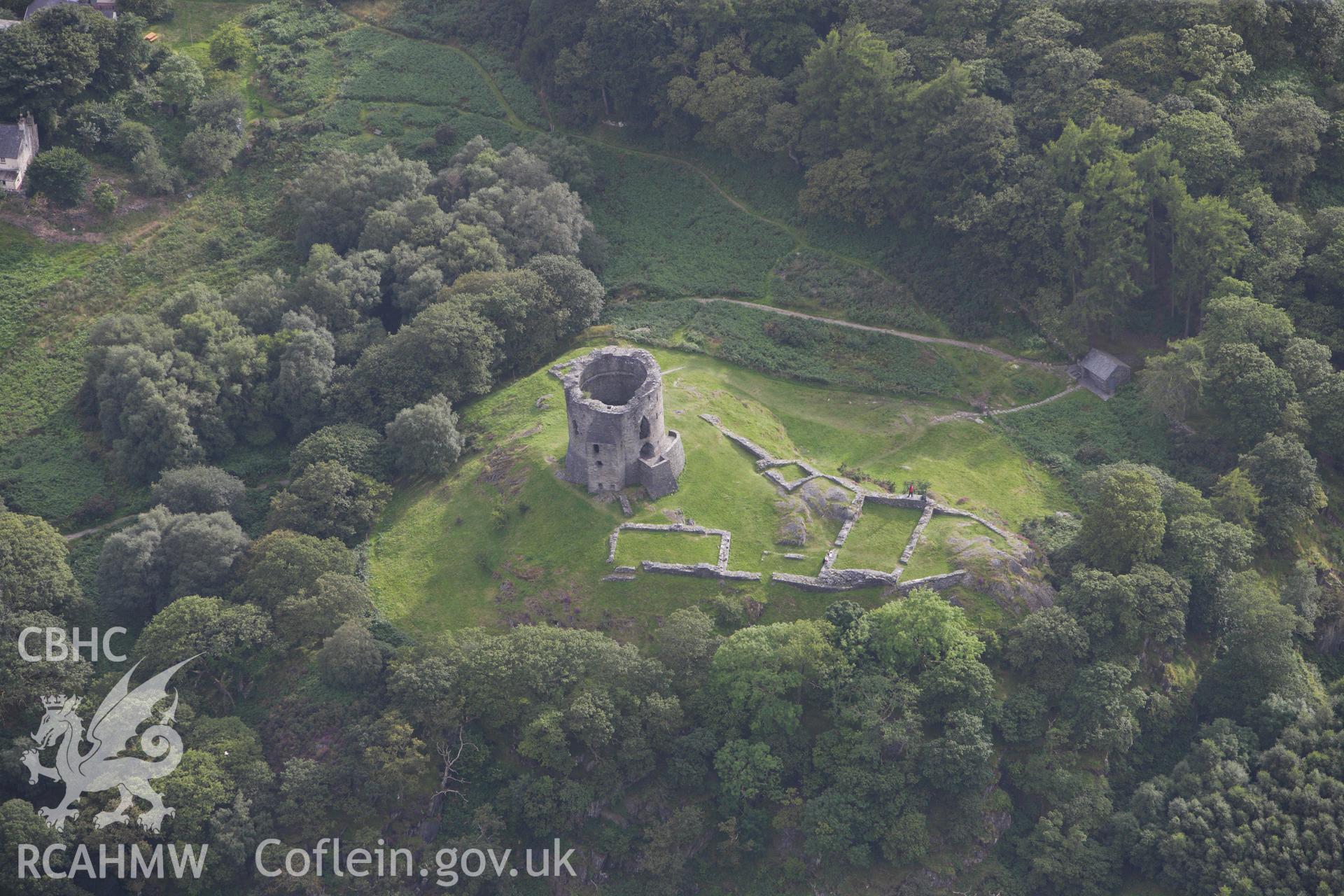 RCAHMW colour oblique aerial photograph of Dolbadarn Castle, Llanberis. Taken on 06 August 2009 by Toby Driver