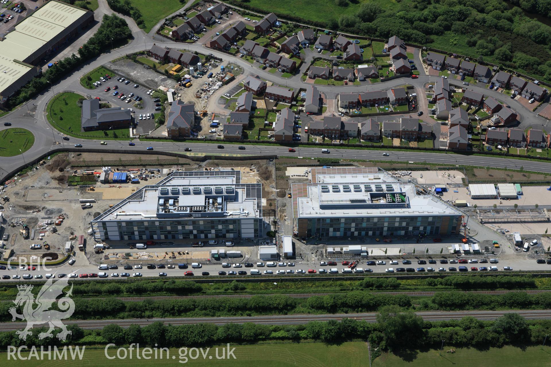 RCAHMW colour oblique aerial photograph of Welsh Assembly Government and County Council offices, Aberystwyth. Taken on 02 June 2009 by Toby Driver