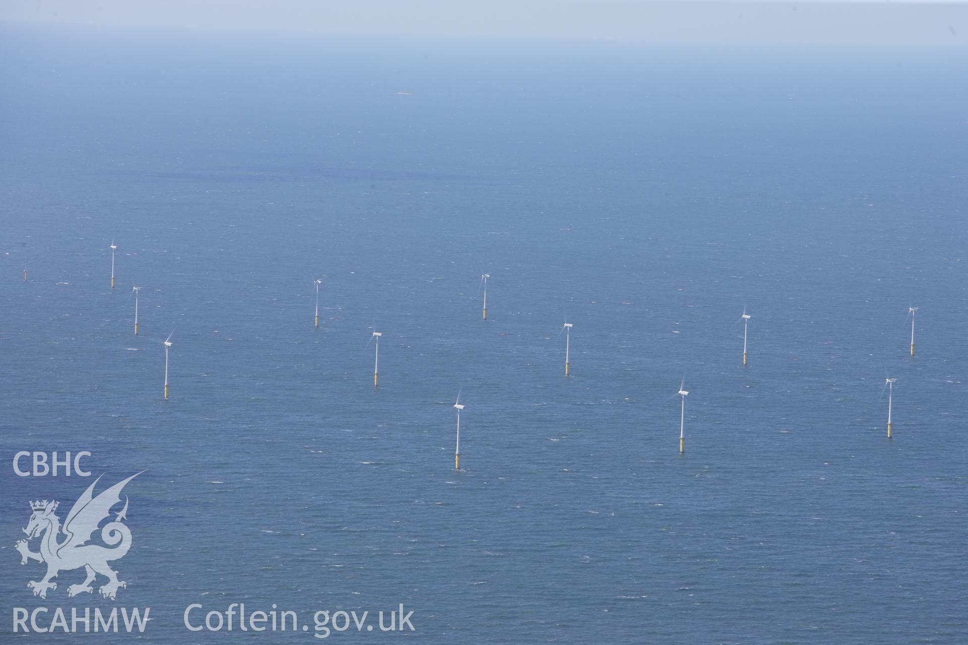 RCAHMW colour oblique aerial photograph of North Hoyle Offshore Windfarm, Prestatyn. Taken on 30 July 2009 by Toby Driver