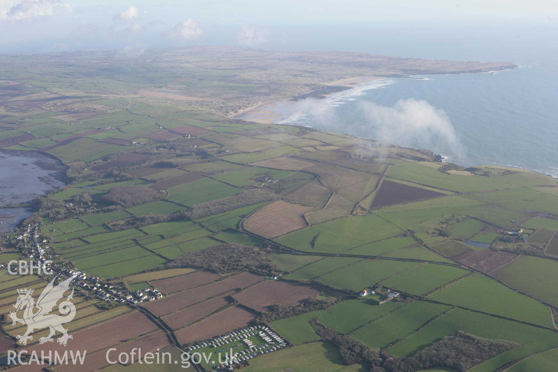 RCAHMW colour oblique photograph of Angle Village. Taken by Toby Driver on 11/02/2009.