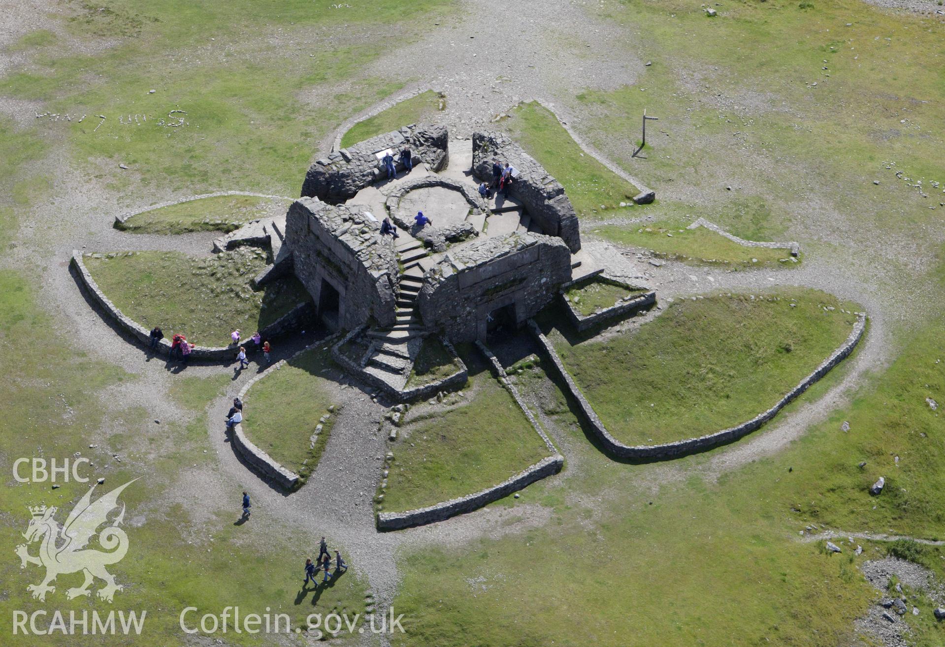 RCAHMW colour oblique aerial photograph of Jubilee Tower, Moel Famau, Llangynhafal. Taken on 30 July 2009 by Toby Driver