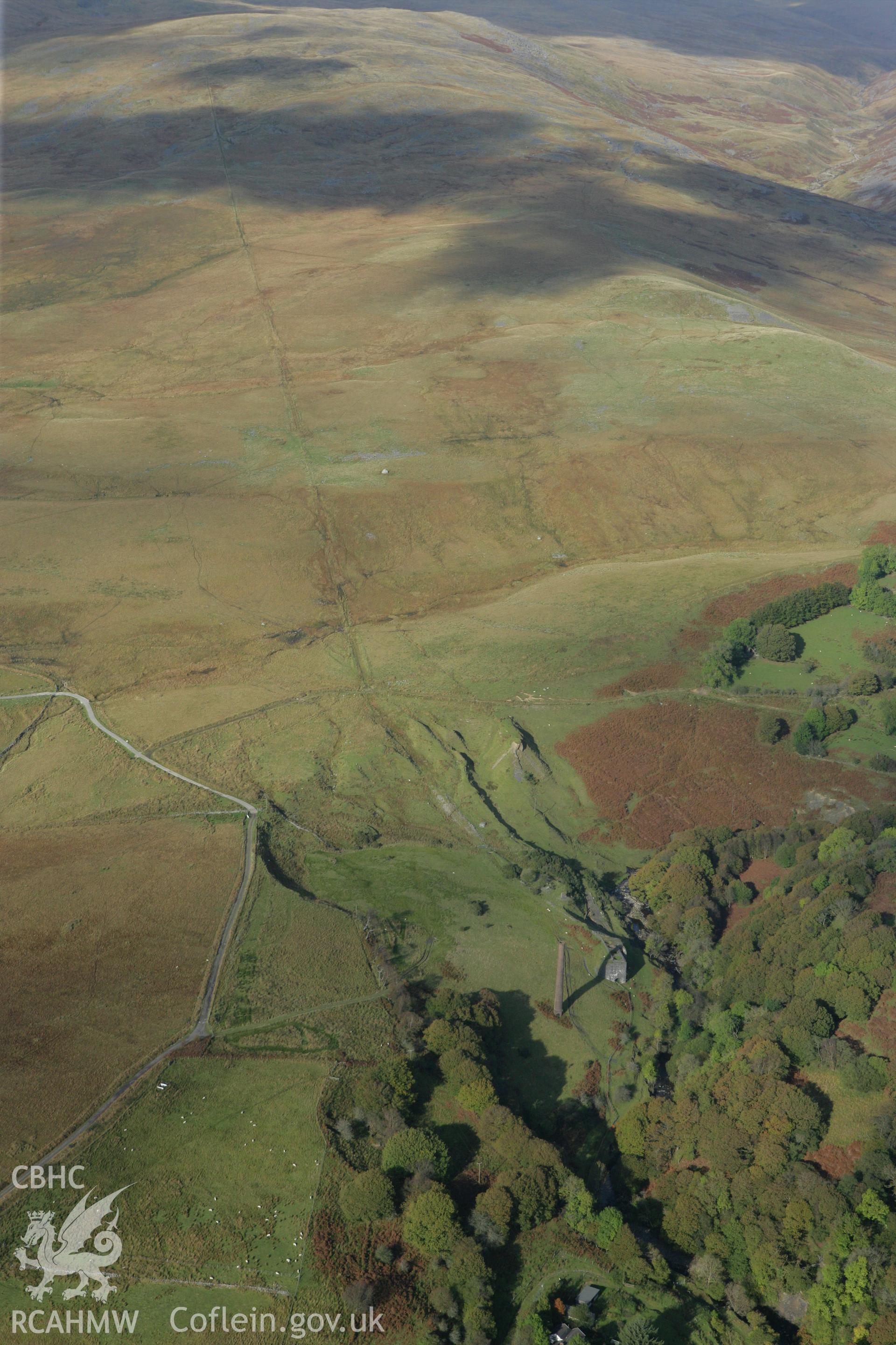 RCAHMW colour oblique aerial photograph of Henllys Vale Coal Mine and Quarry. Taken on 14 October 2009 by Toby Driver