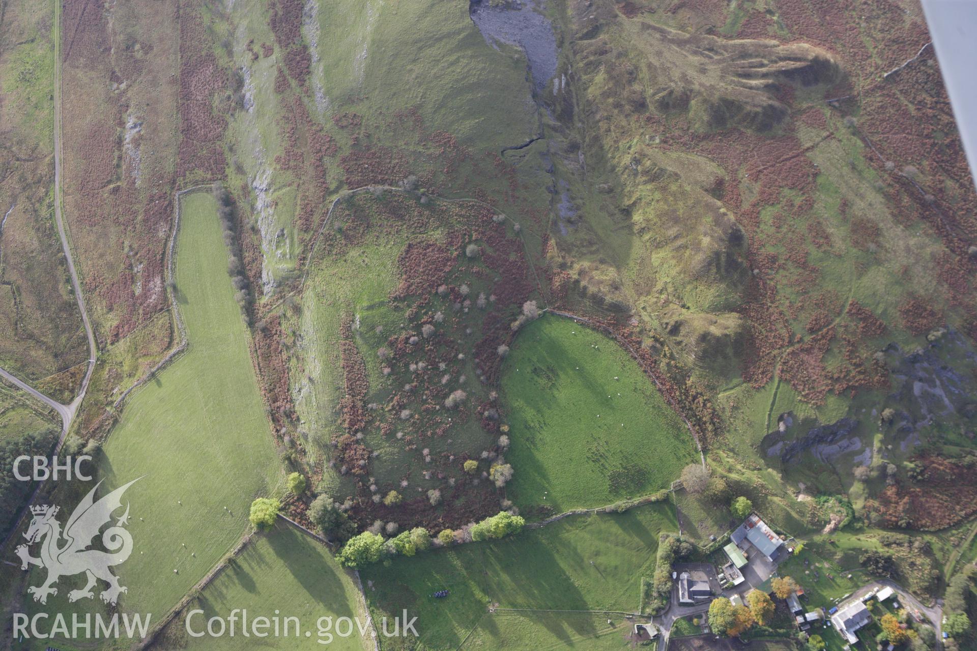 RCAHMW colour oblique aerial photograph of Penderyn Quarries. Taken on 14 October 2009 by Toby Driver