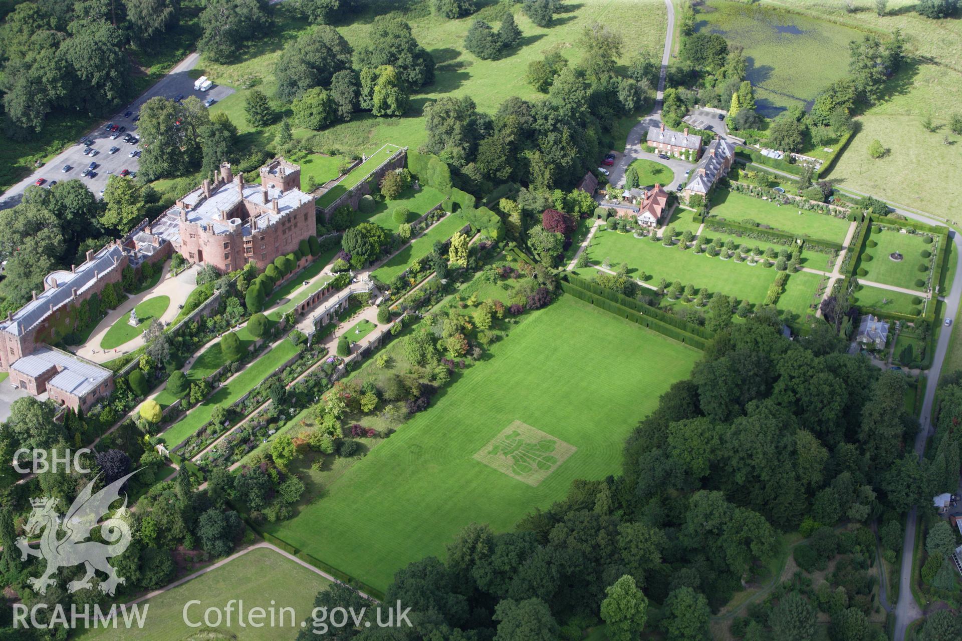 RCAHMW colour oblique aerial photograph of Powis Castle. Taken on 30 July 2009 by Toby Driver