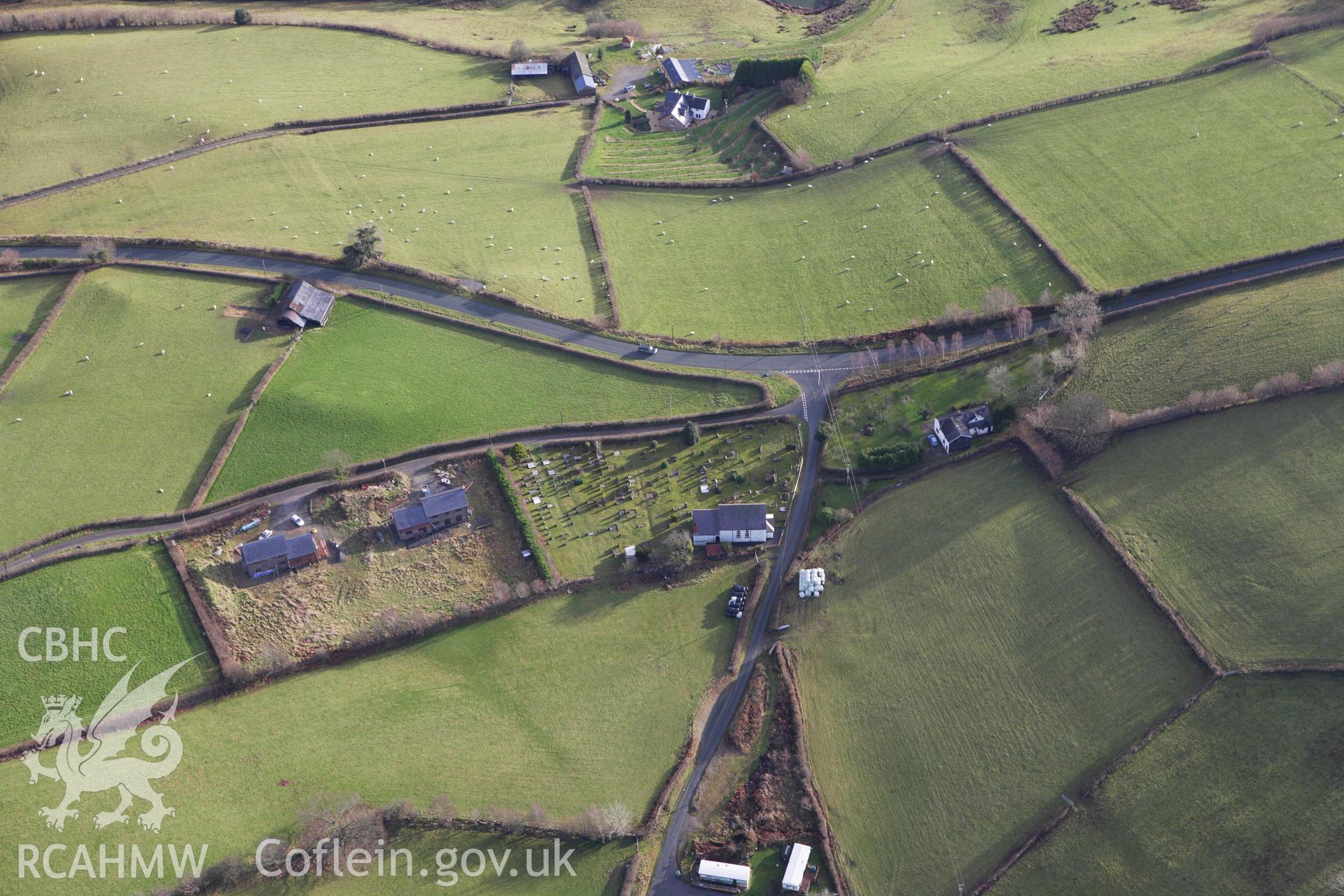 RCAHMW colour oblique aerial photograph of Newchapel Baptist Chapel. Taken on 10 December 2009 by Toby Driver