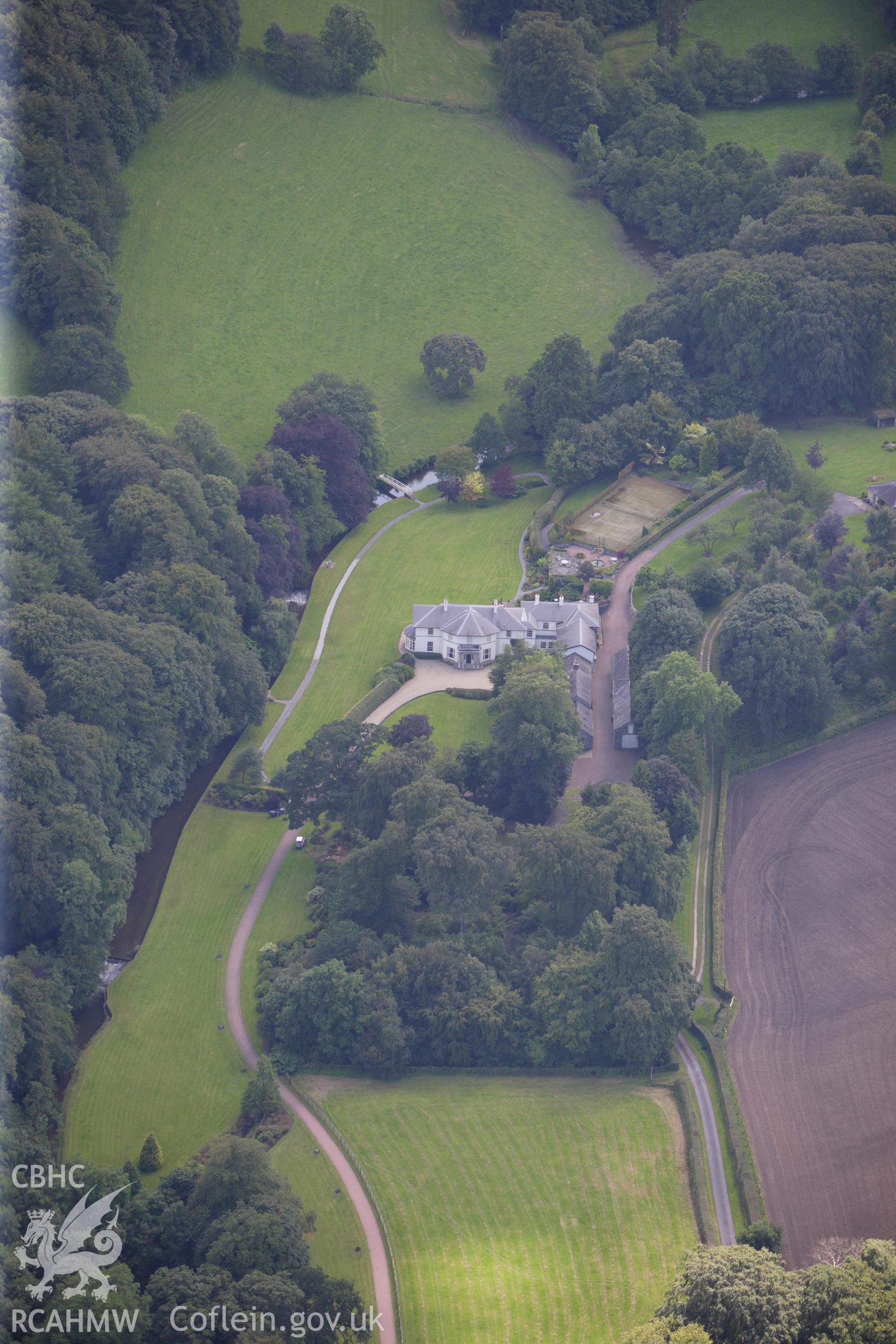 RCAHMW colour oblique aerial photograph of Glan-Yr-Afon, Llanferres. Taken on 30 July 2009 by Toby Driver