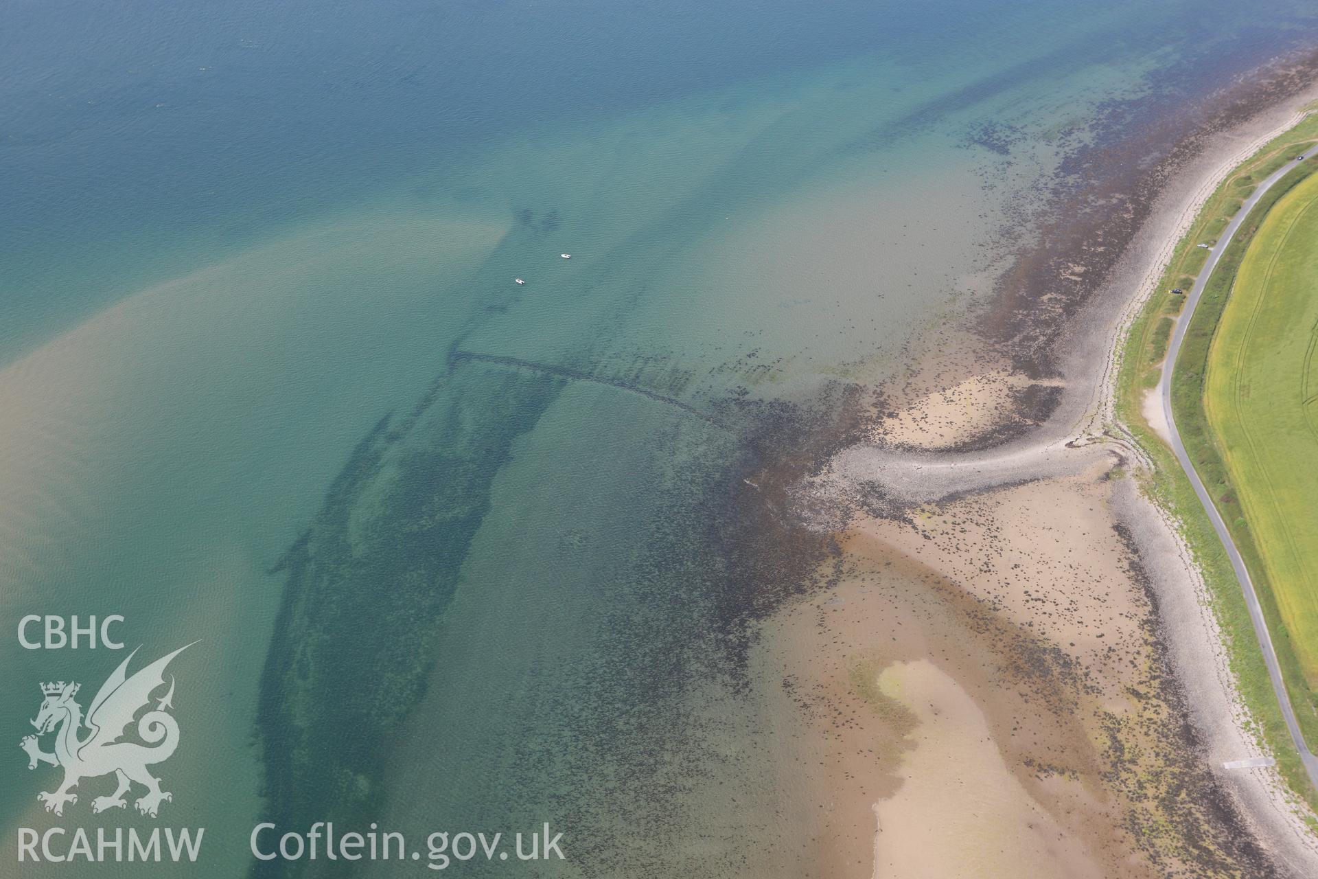 RCAHMW colour oblique aerial photograph of Cored Gwyrfai Fish Trap. Taken on 16 June 2009 by Toby Driver