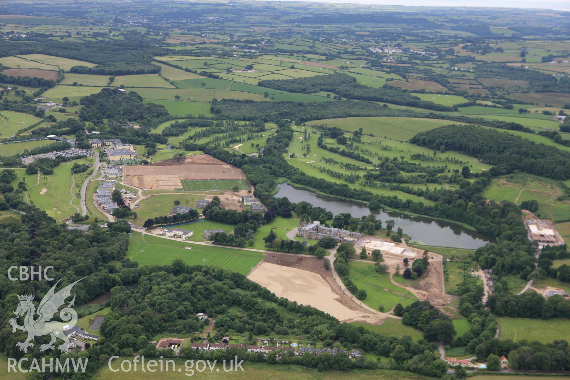 RCAHMW colour oblique aerial photograph of Museum of Welsh Life, St Fagans. Taken on 09 July 2009 by Toby Driver