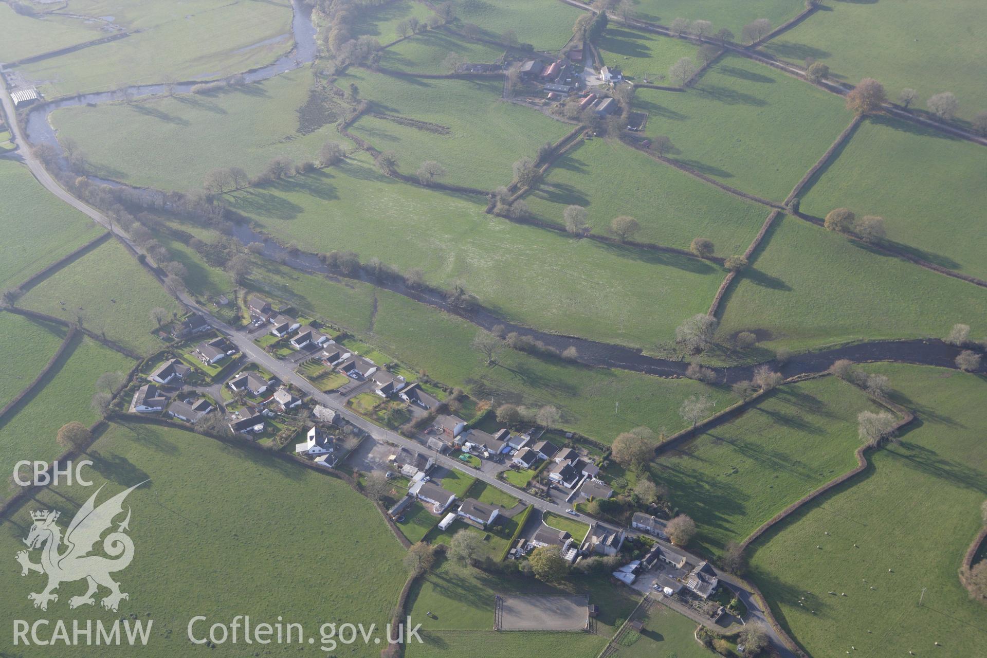 RCAHMW colour oblique aerial photograph of Bryn Maen Caerau, Cellan. Taken on 09 November 2009 by Toby Driver