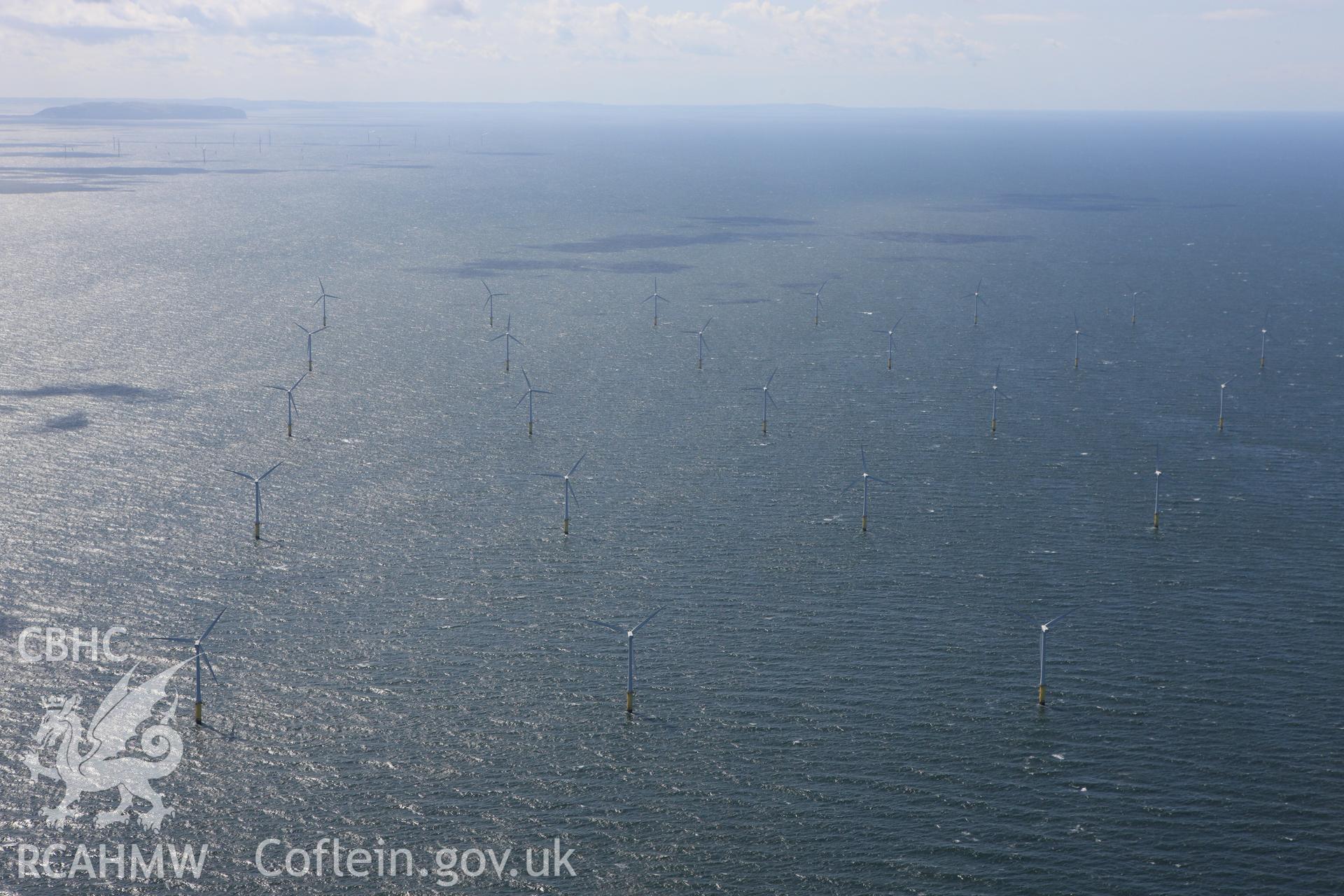 RCAHMW colour oblique aerial photograph of North Hoyle Offshore Windfarm, Prestatyn. Taken on 30 July 2009 by Toby Driver