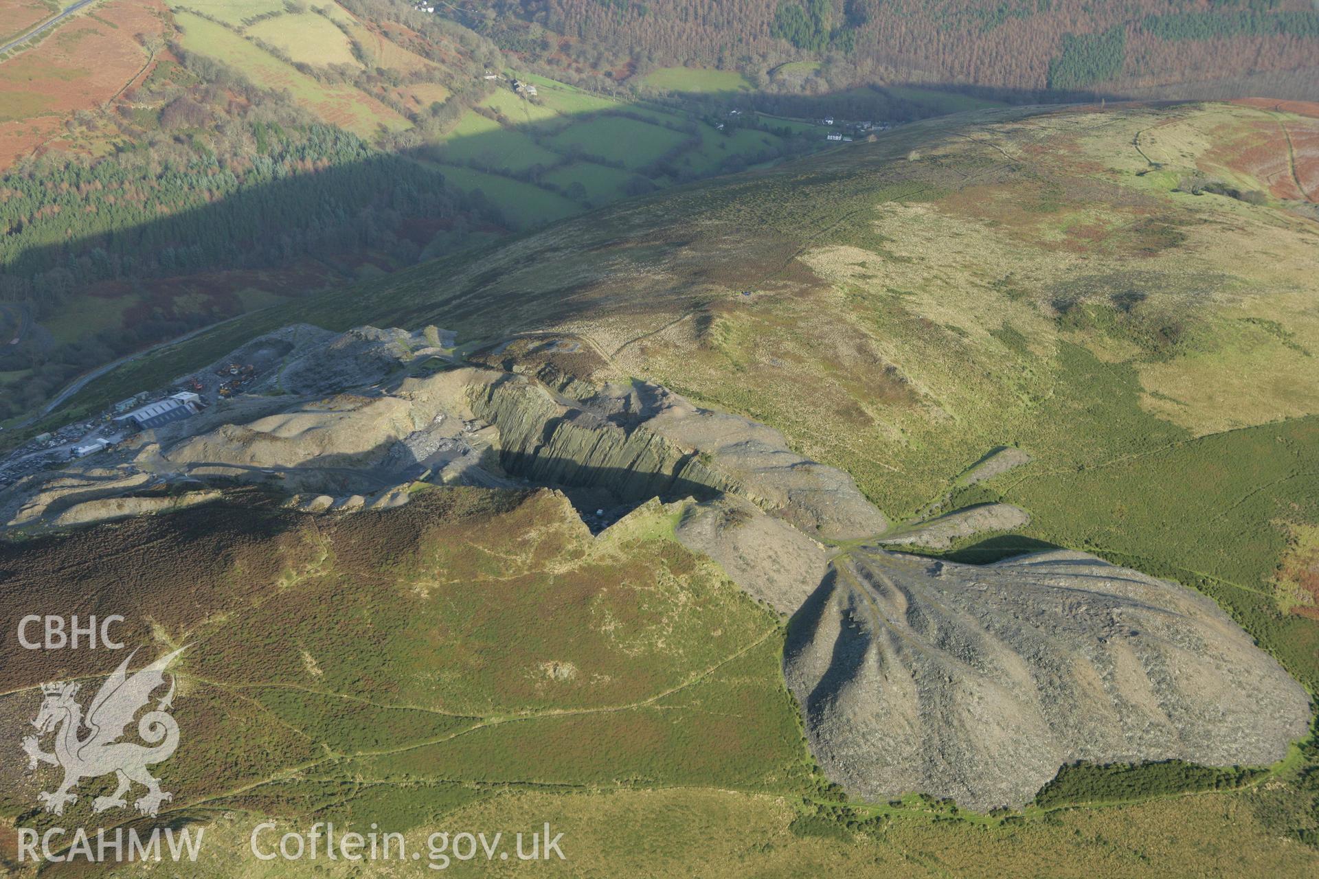 RCAHMW colour oblique aerial photograph of Clogau Slate Quarry. Taken on 10 December 2009 by Toby Driver