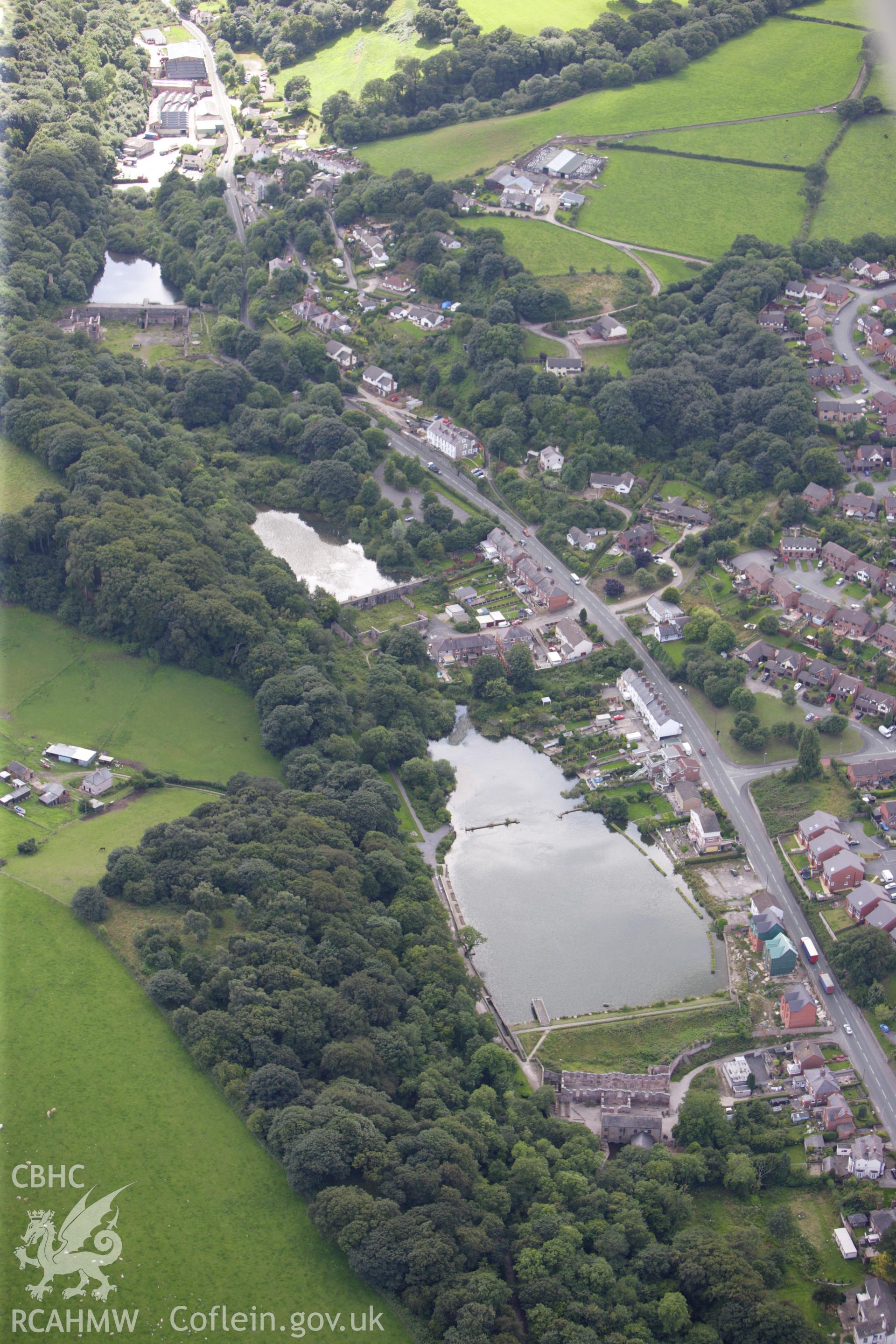 RCAHMW colour oblique aerial photograph of Crescent Mill and a section of Offa's Dyke. Taken on 30 July 2009 by Toby Driver