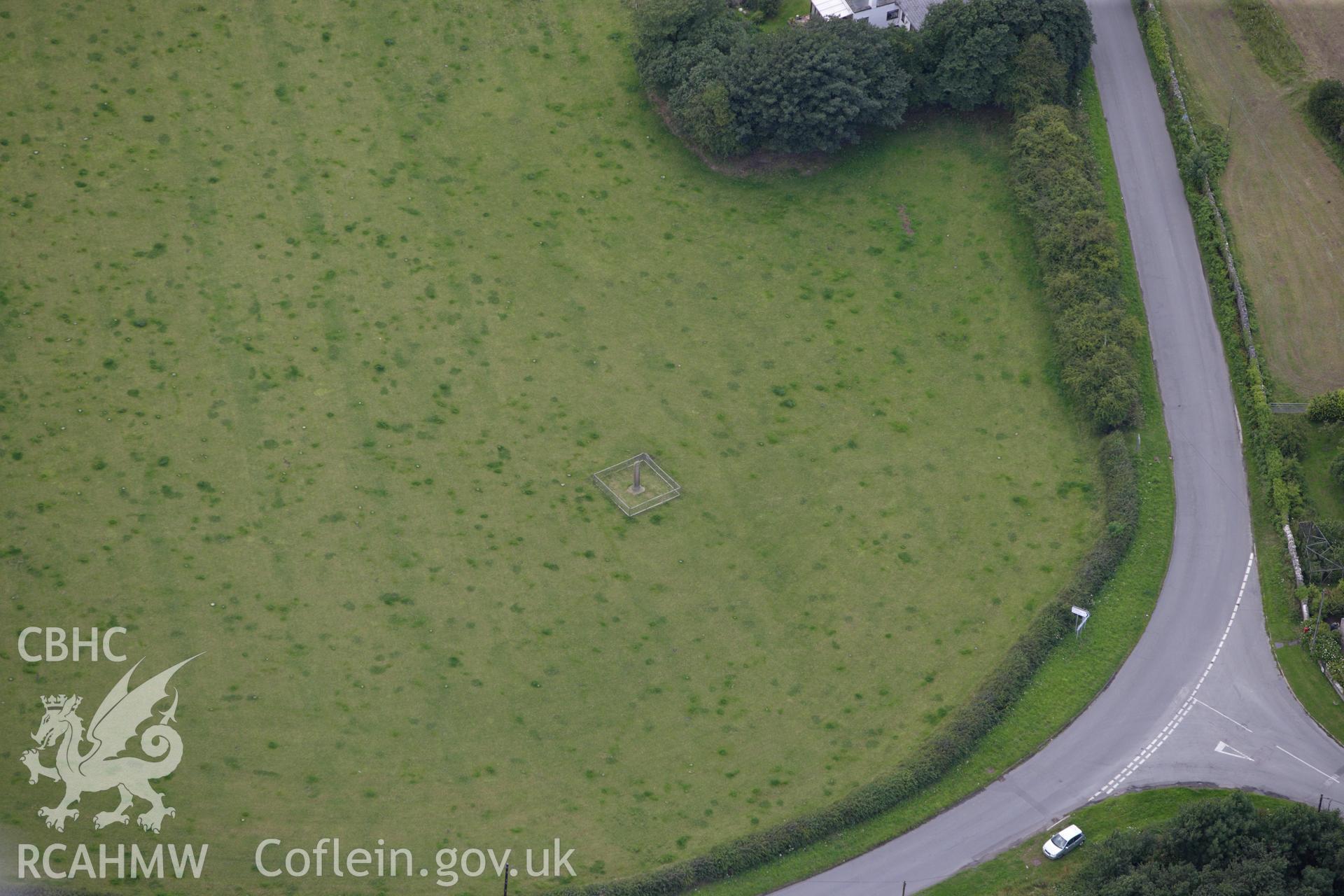 RCAHMW colour oblique aerial photograph of Maen Achwyfan Cross. Taken on 30 July 2009 by Toby Driver
