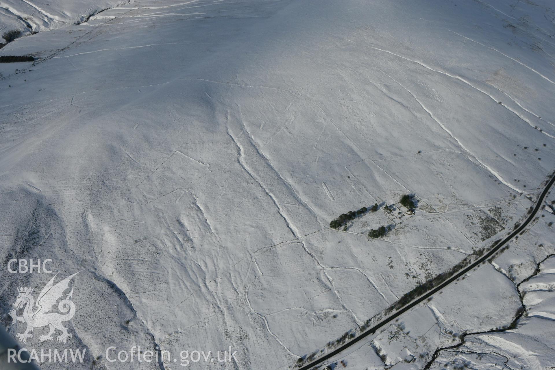 RCAHMW colour oblique photograph of Cefn Cul Rabbit Farm. Taken by Toby Driver on 06/02/2009.