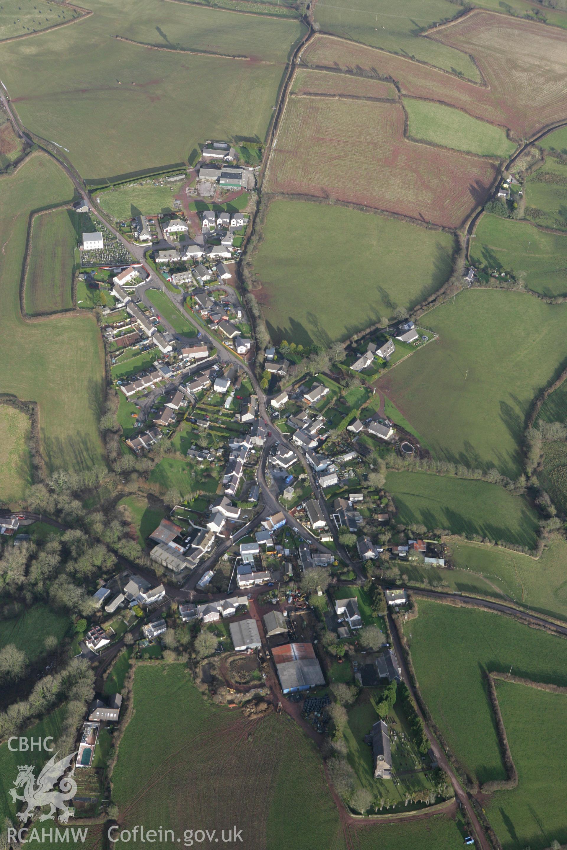 RCAHMW colour oblique photograph of Llanybri. Taken by Toby Driver on 11/02/2009.