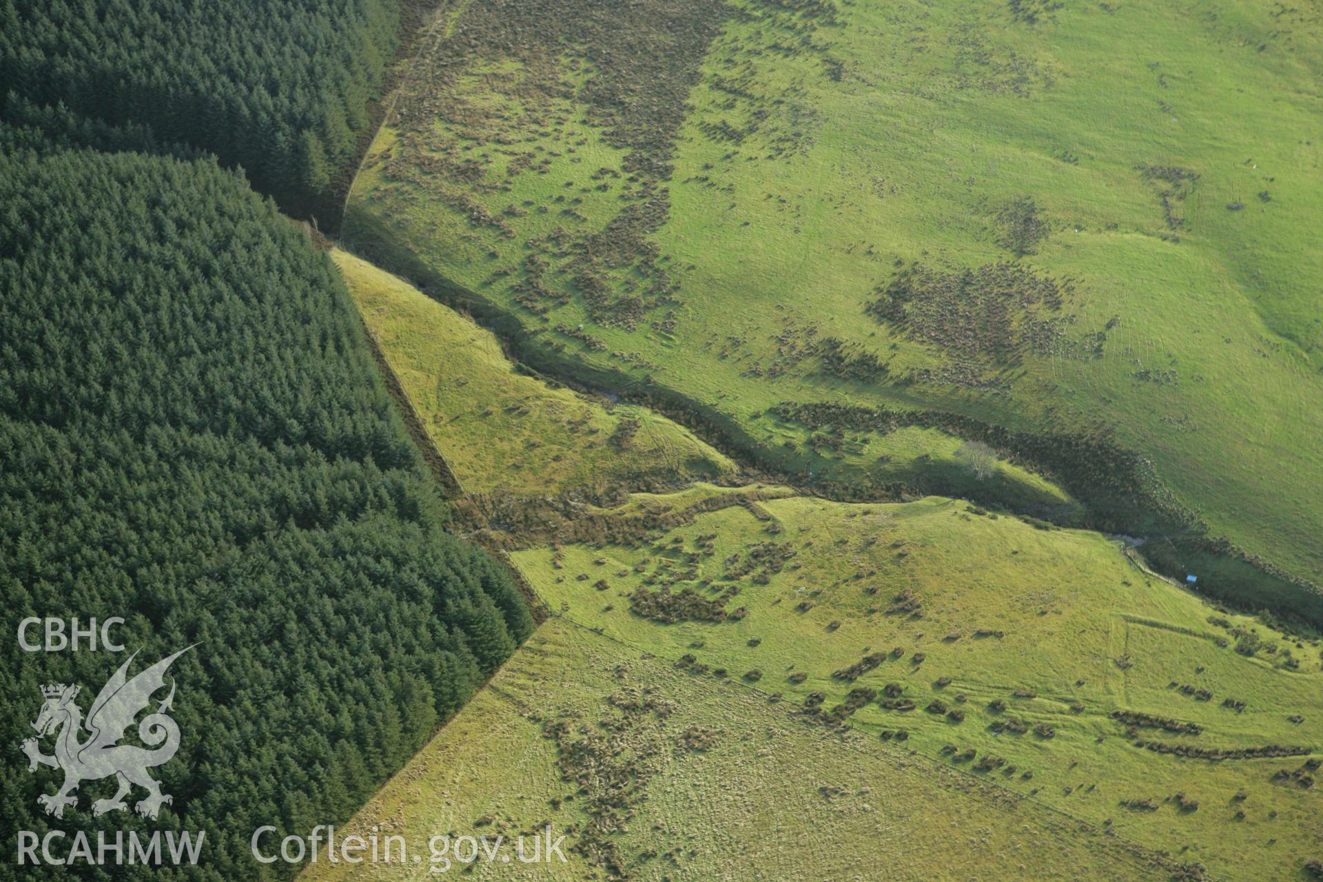 RCAHMW colour oblique aerial photograph of Hafod Nant y Griafolen Hut and Enclosure VI, deserted rural settlement. Taken on 10 December 2009 by Toby Driver