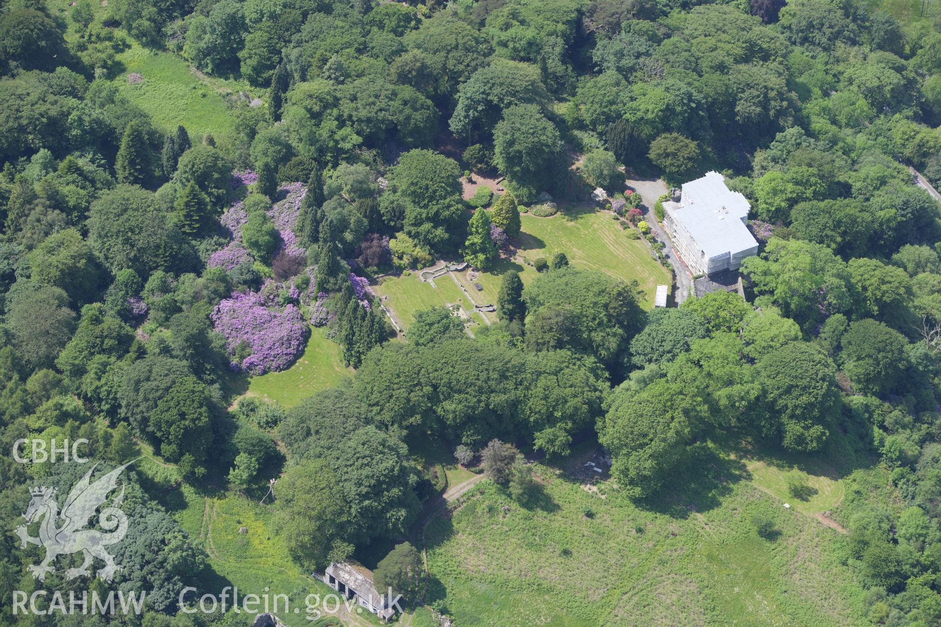 RCAHMW colour oblique aerial photograph of Glandyfi Castle. Taken on 02 June 2009 by Toby Driver