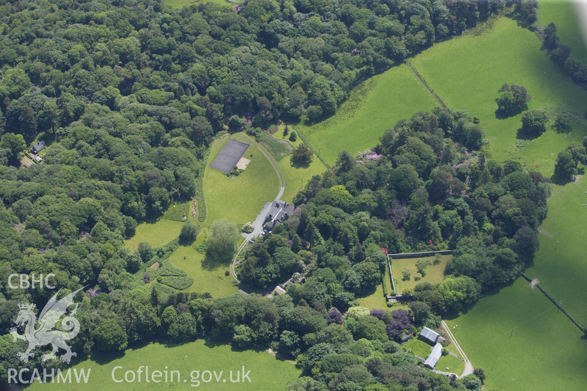 RCAHMW colour oblique aerial photograph of Peniarth Country House. Taken on 02 June 2009 by Toby Driver