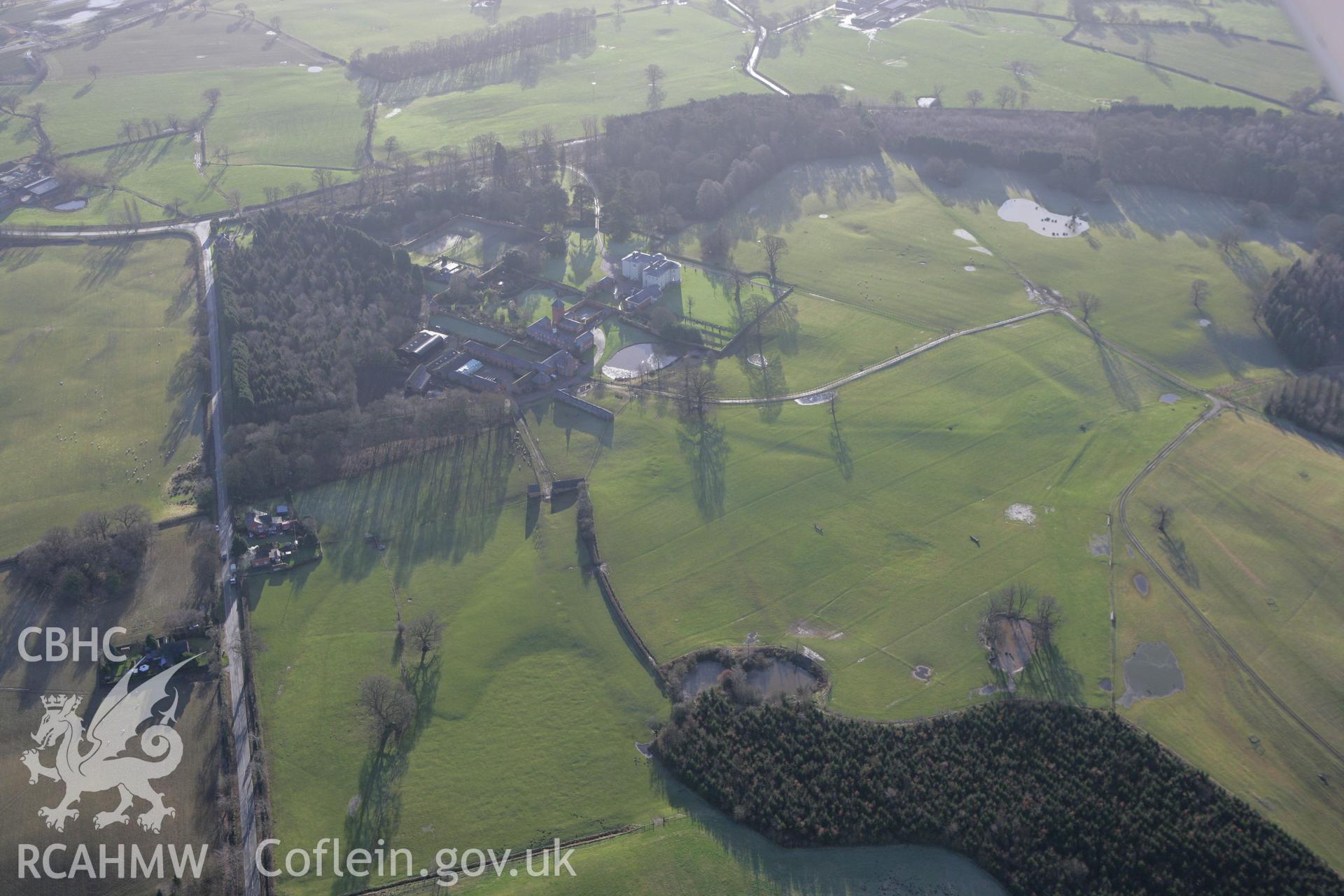 RCAHMW colour oblique photograph of Bettisfield Park, Hanmer. Taken by Toby Driver on 21/01/2009.