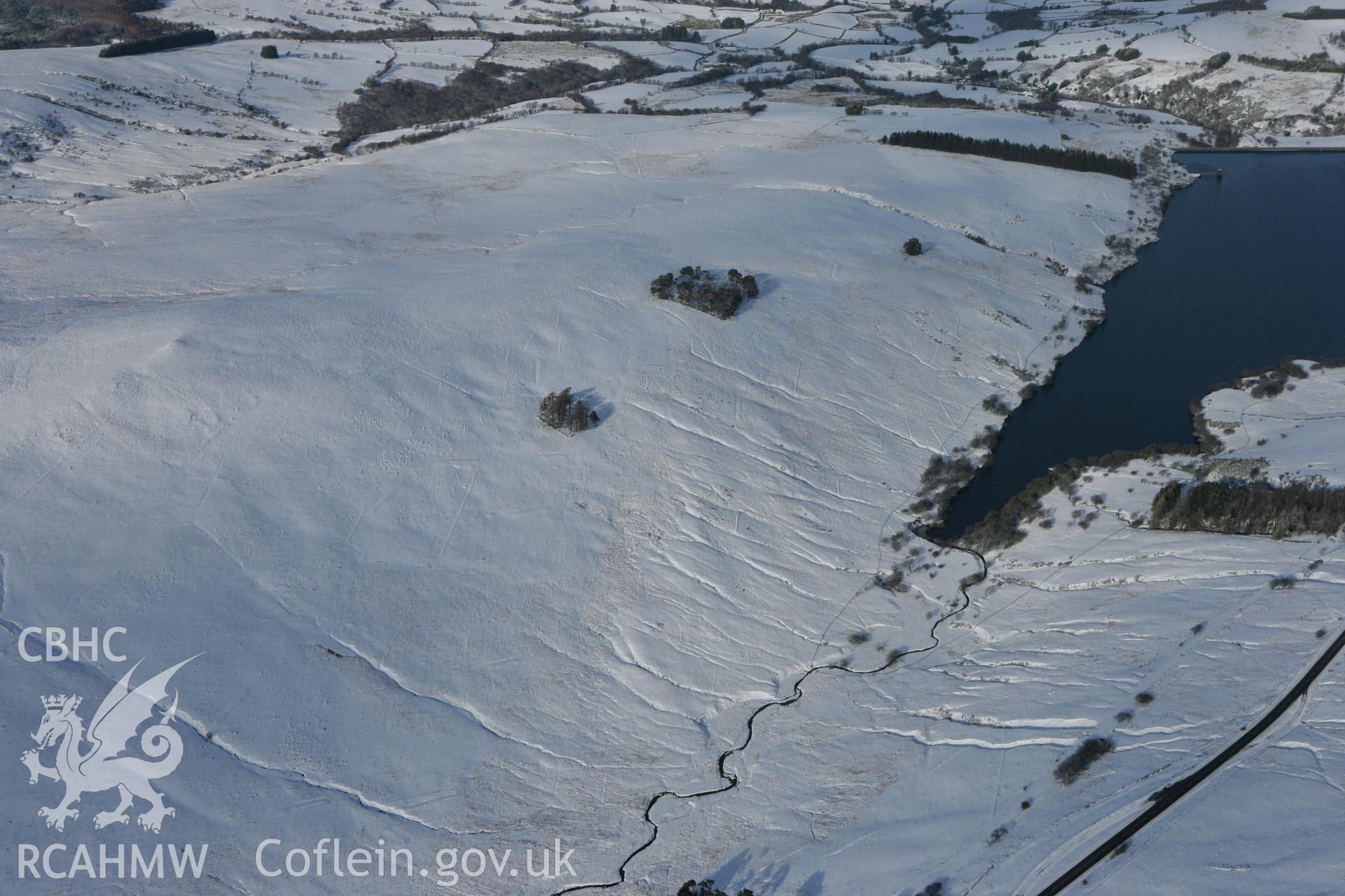 RCAHMW colour oblique photograph of Cefn Cul pillow mounds. Taken by Toby Driver on 06/02/2009.