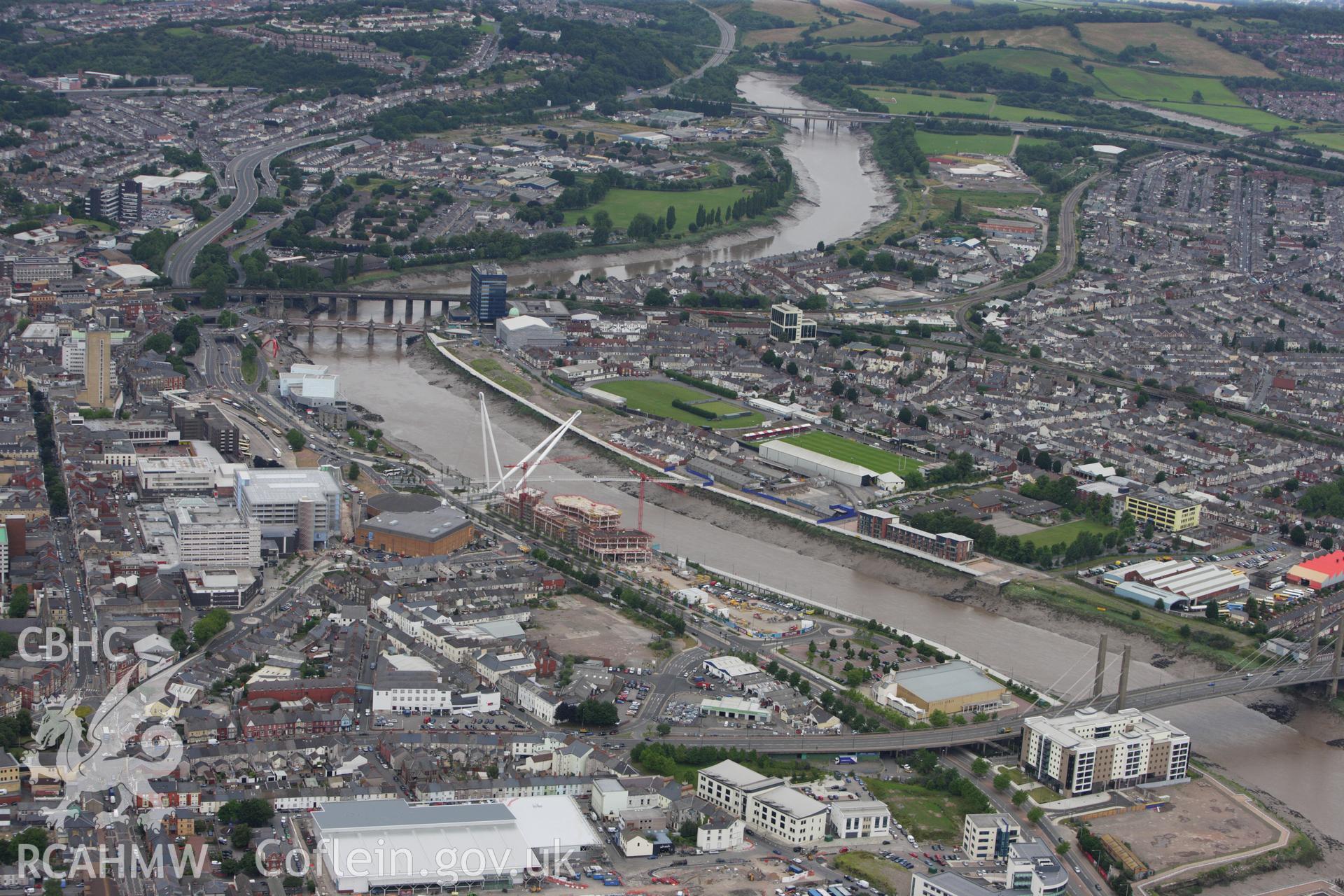 RCAHMW colour oblique aerial photograph of Newport, Gwent. Taken on 09 July 2009 by Toby Driver
