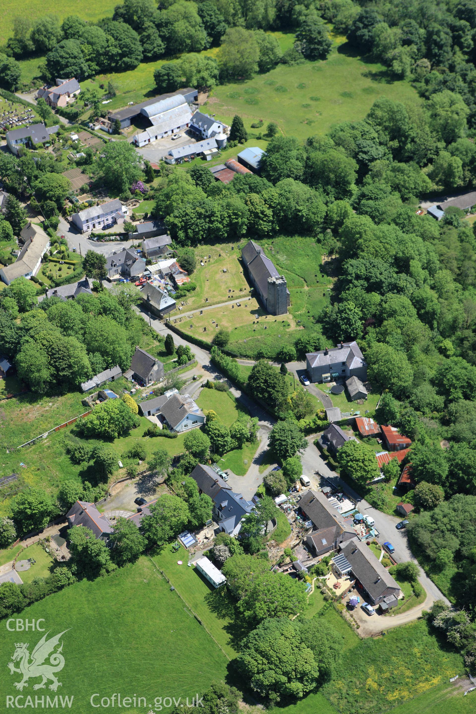 RCAHMW colour oblique aerial photograph of St Ismael's Church, Camrose. Taken on 01 June 2009 by Toby Driver
