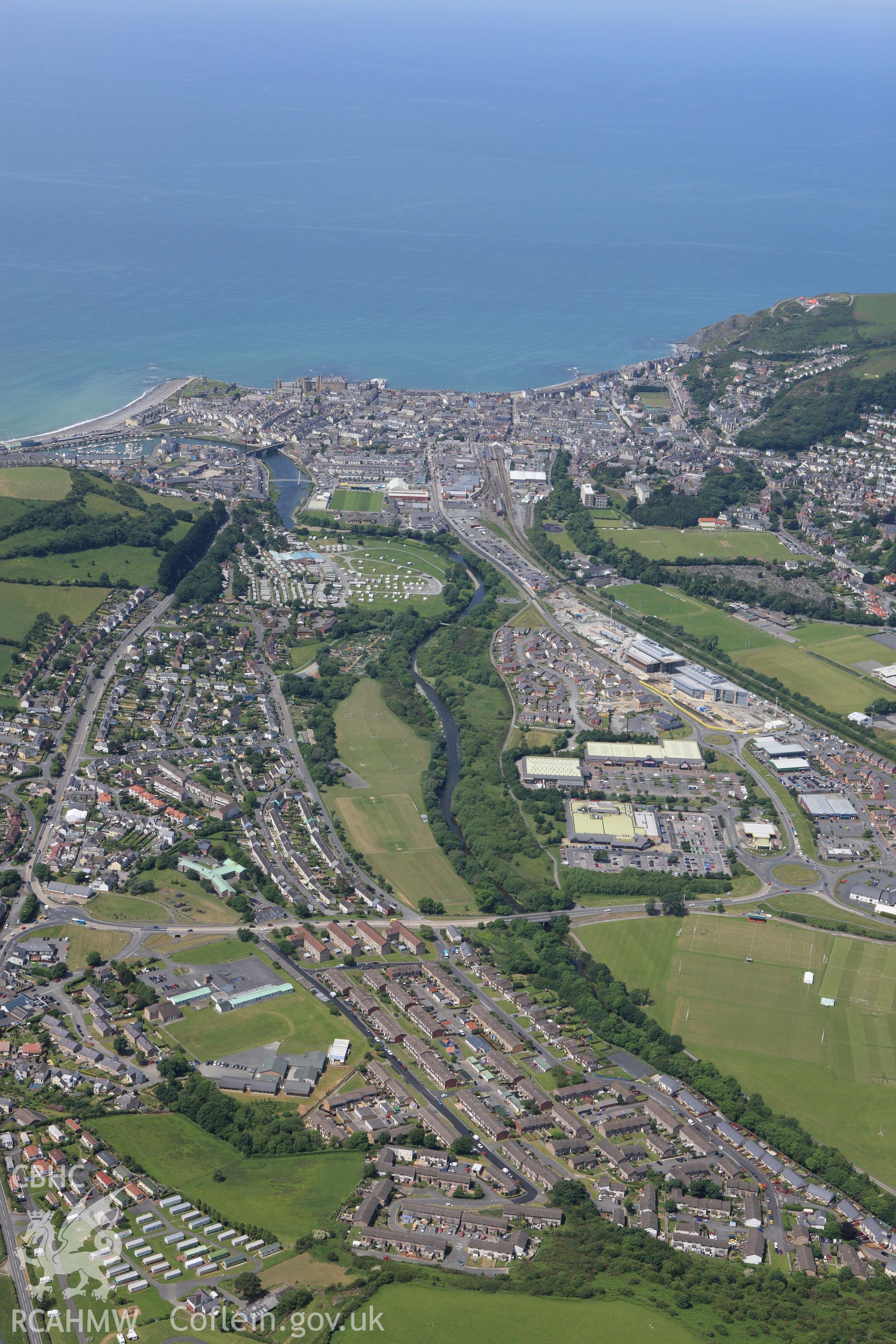 RCAHMW colour oblique aerial photograph of Aberystwyth. Taken on 16 June 2009 by Toby Driver
