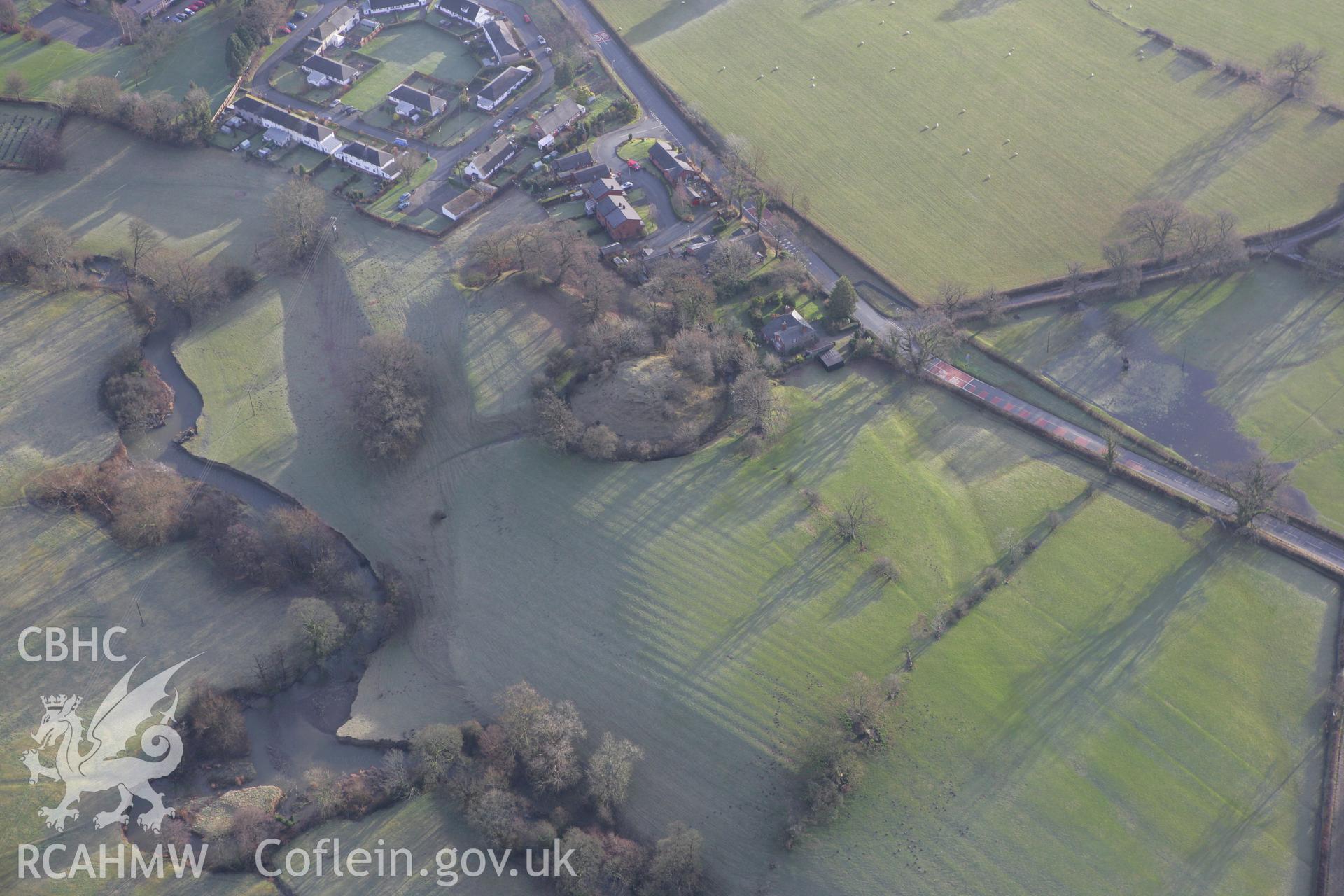 RCAHMW colour oblique photograph of Domen Castell, motte and bailey. Taken by Toby Driver on 21/01/2009.
