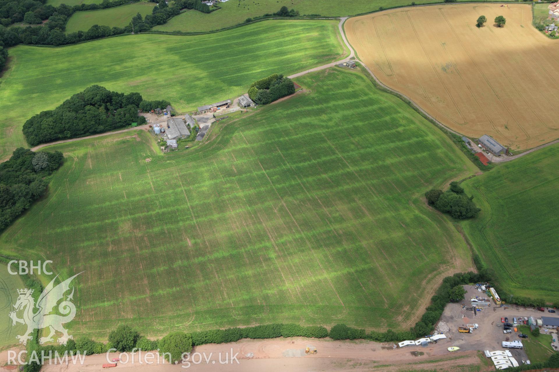 RCAHMW colour oblique aerial photograph of a possible Roman Villa at Fairwater Farm. Taken on 09 July 2009 by Toby Driver
