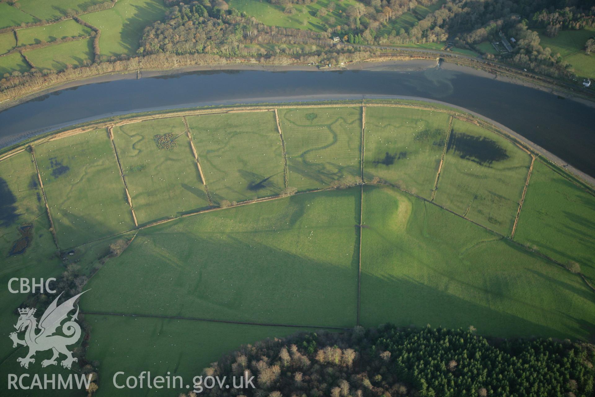 RCAHMW colour oblique aerial photograph of the site of Llwydfaen Church. Taken on 10 December 2009 by Toby Driver