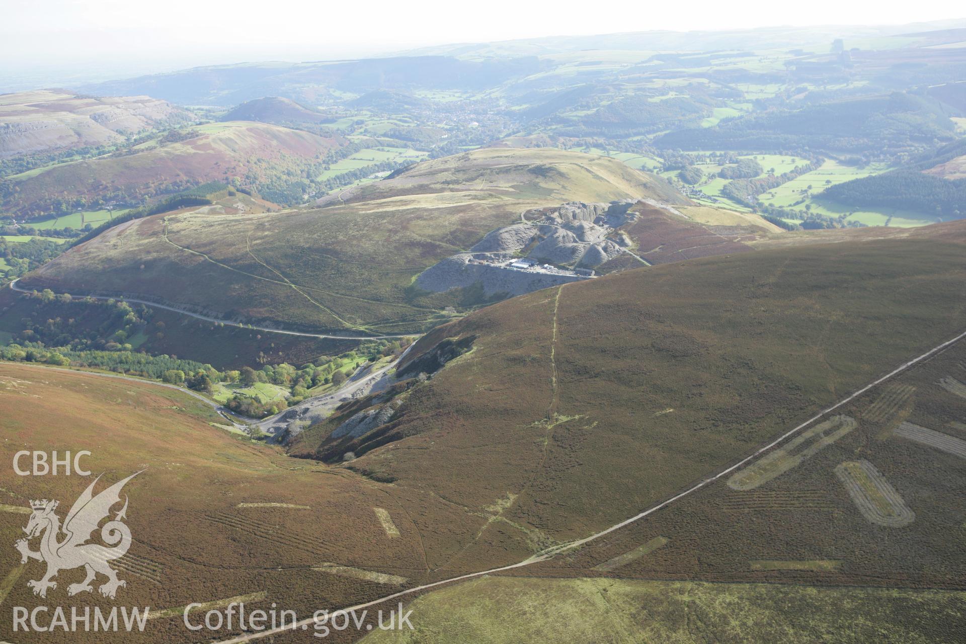 RCAHMW colour oblique aerial photograph of Clogau Slate Quarry from the north. Taken on 13 October 2009 by Toby Driver