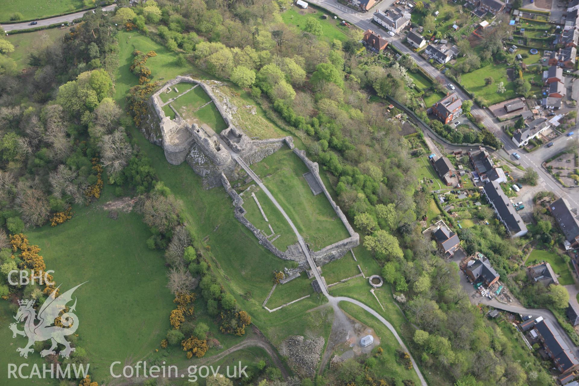 RCAHMW colour oblique aerial photograph of Montgomery Castle. Taken on 21 April 2009 by Toby Driver