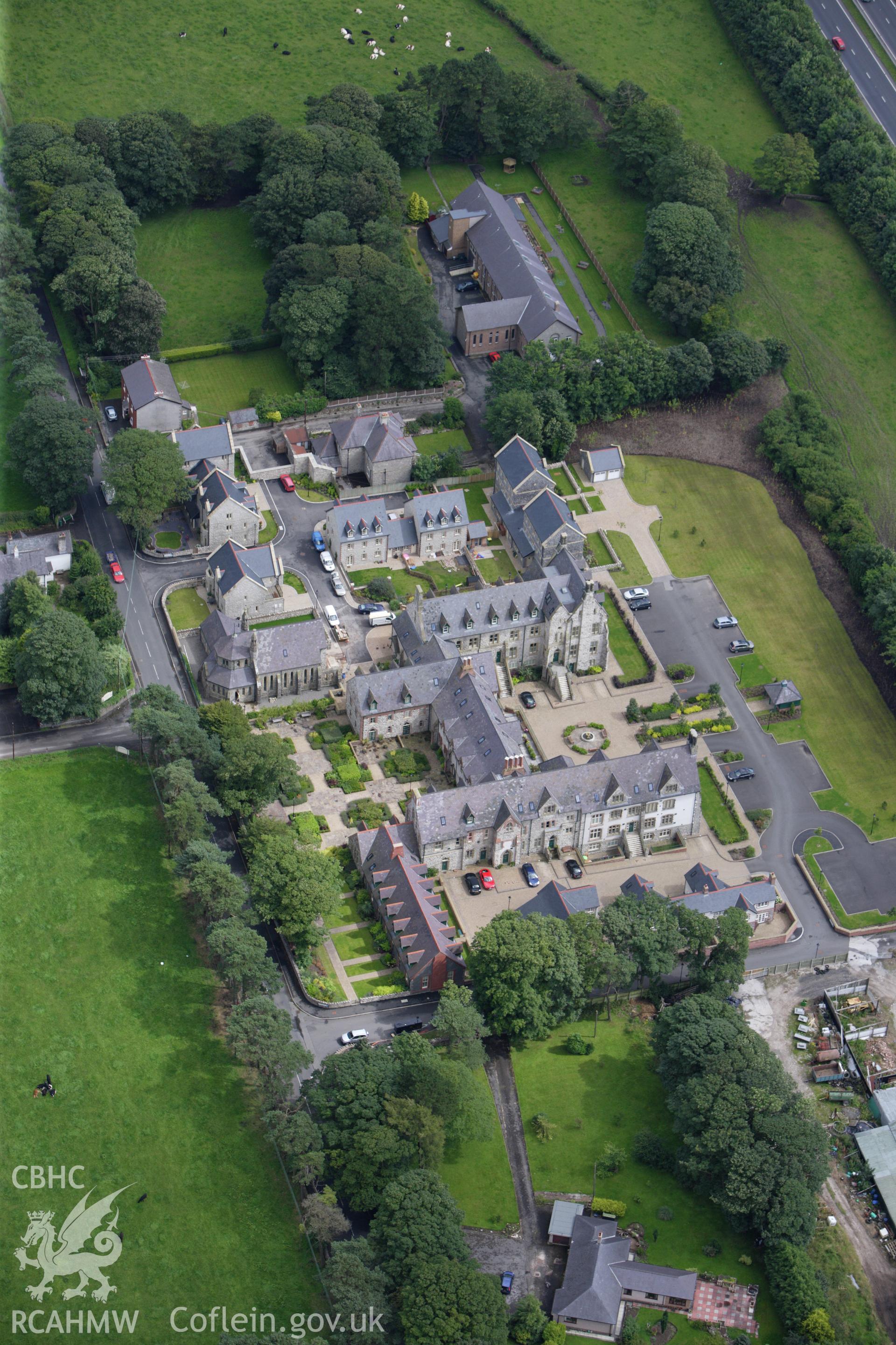 RCAHMW colour oblique aerial photograph of St Clare's Convent. Taken on 30 July 2009 by Toby Driver