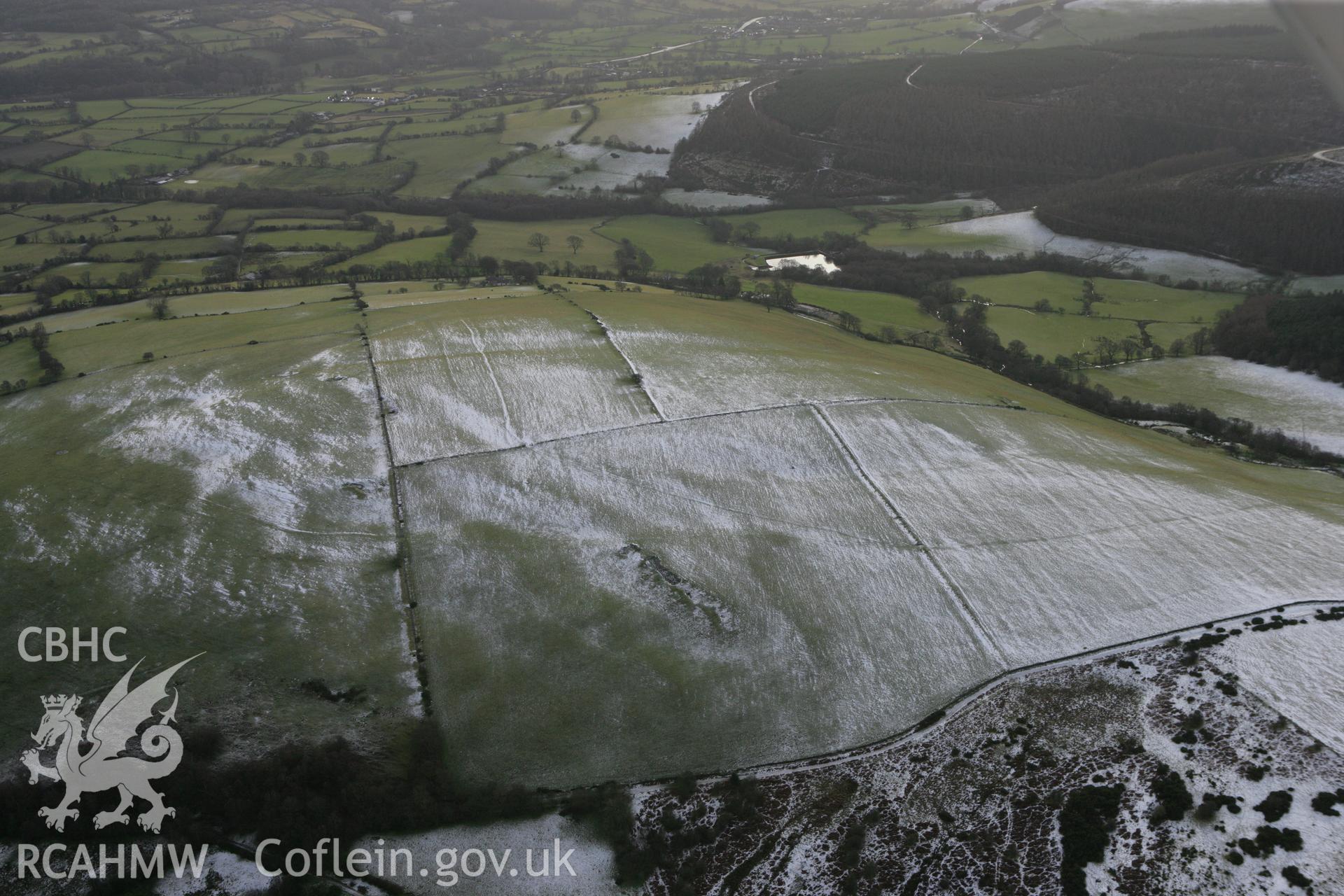RCAHMW colour oblique photograph of Ffrith Mountain, with melting snow, looking to the south-east. Taken by Toby Driver on 21/01/2009.