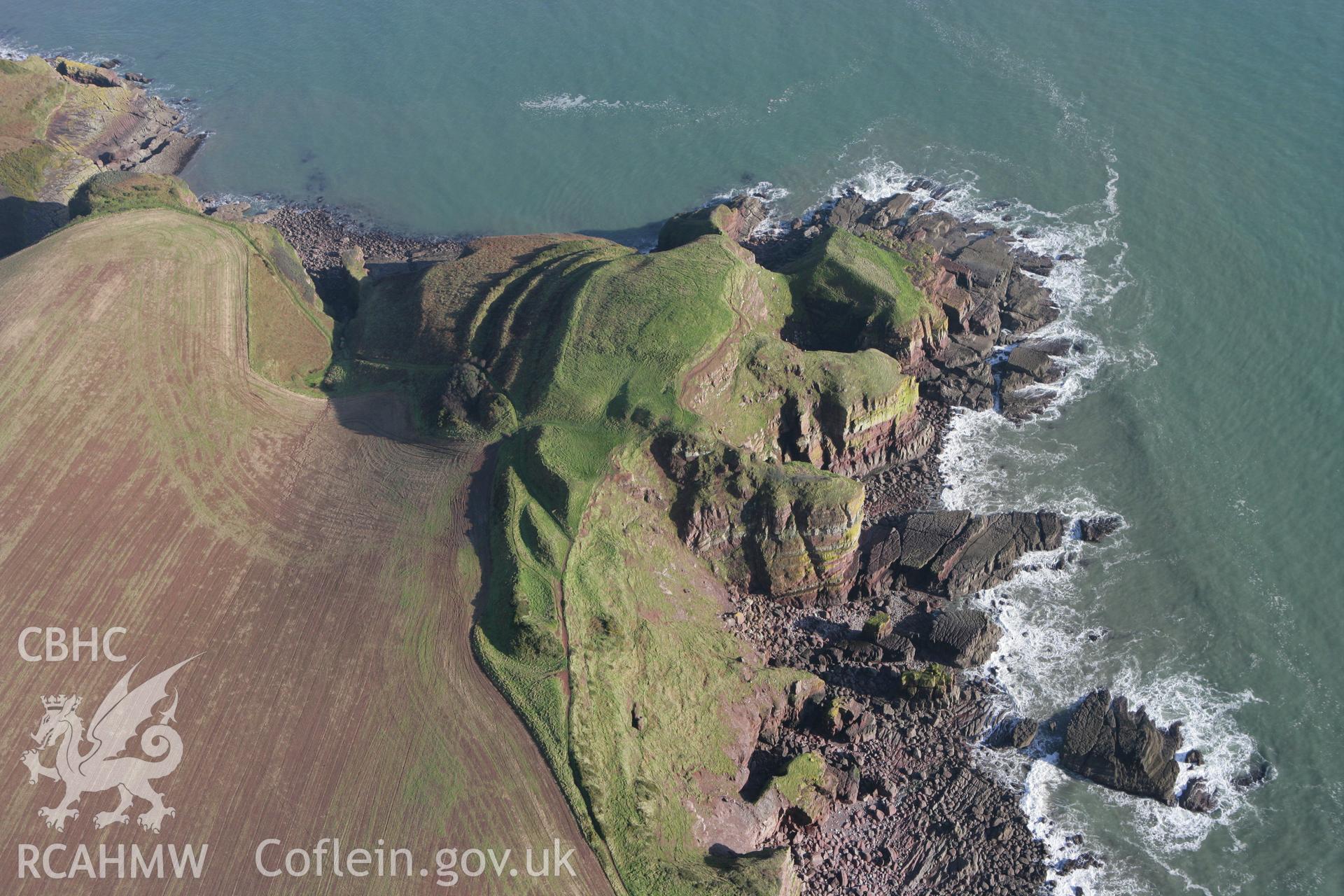 RCAHMW colour oblique aerial photograph of Greenala Point Fort. Taken on 28 January 2009 by Toby Driver